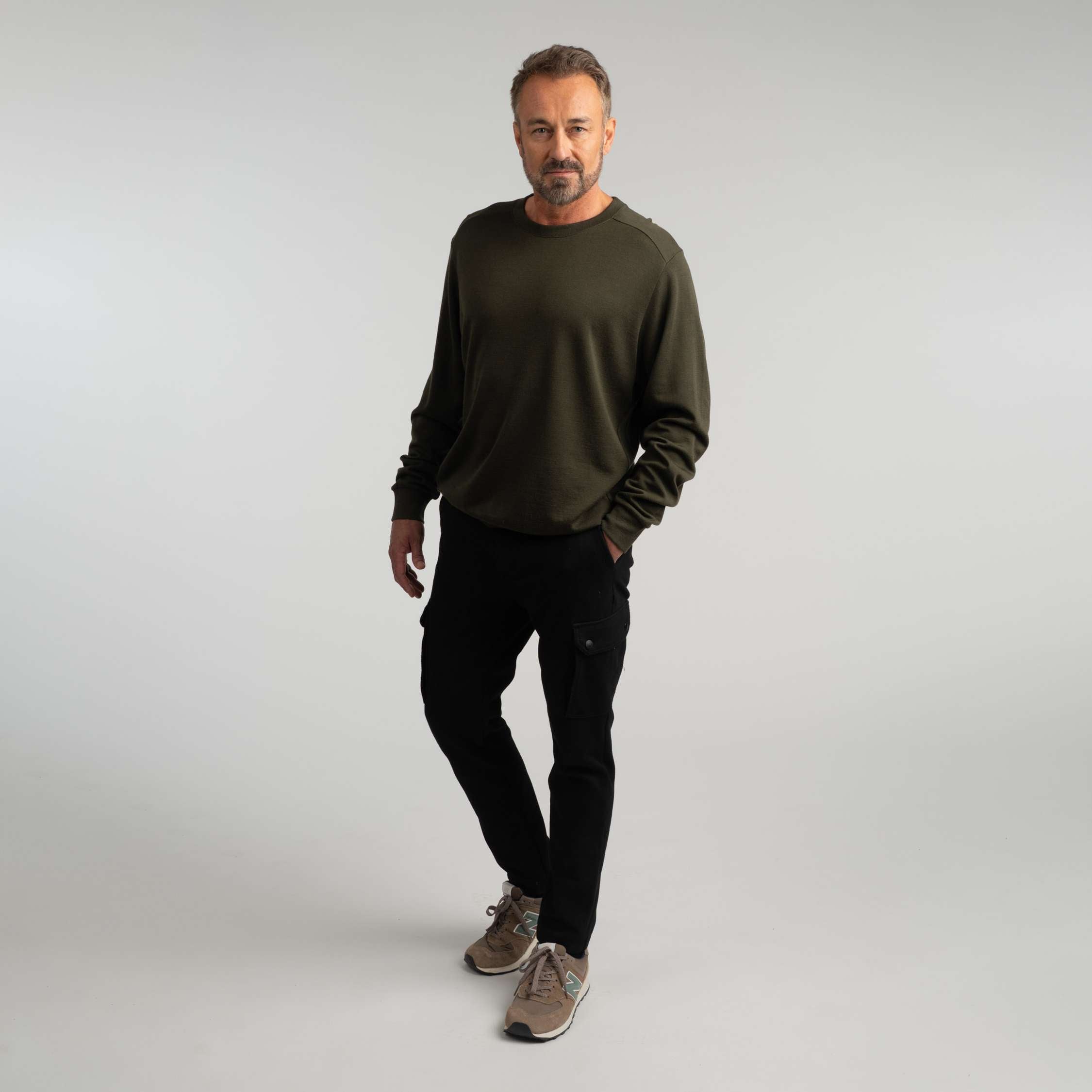 Evan merinotrui M - donker olijfgroen