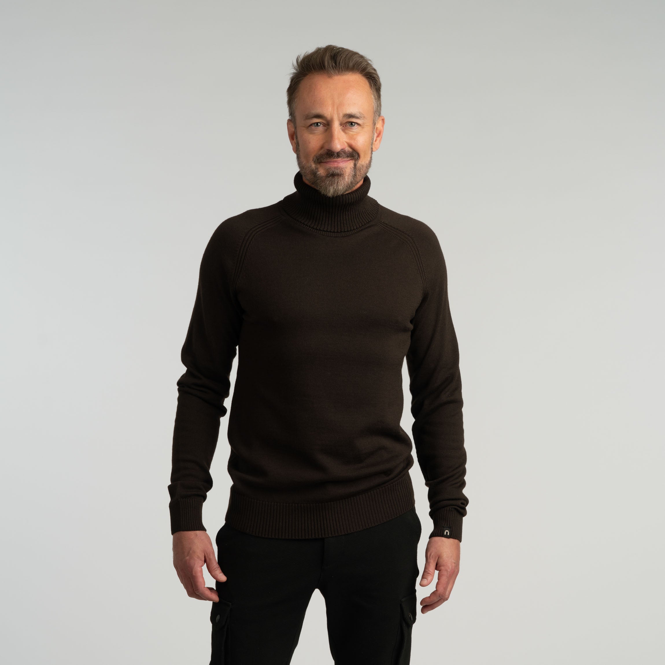 Halla pull en maille mérinos M - cacao foncé
