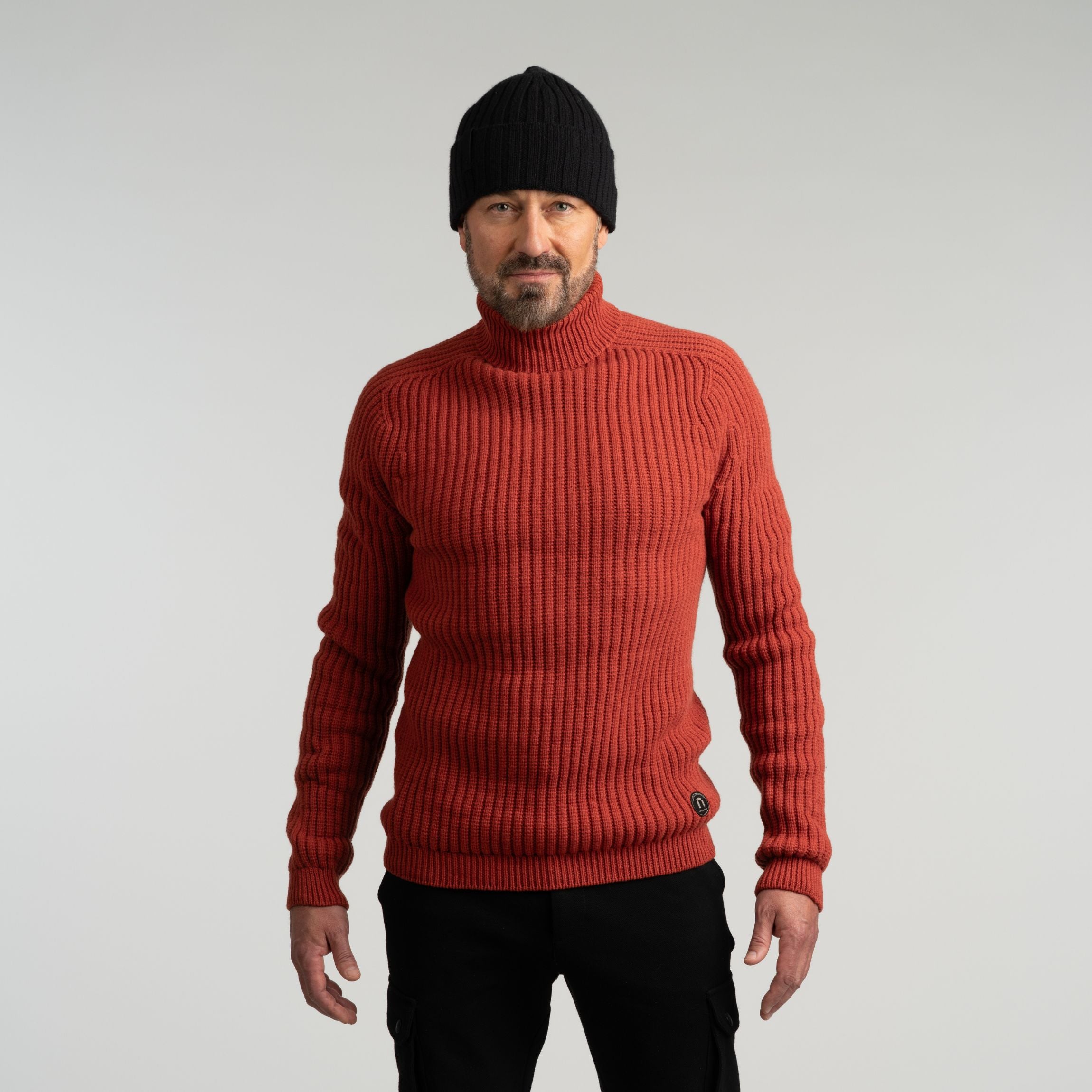 Hehku miesten merino poolopaita - terrakotta