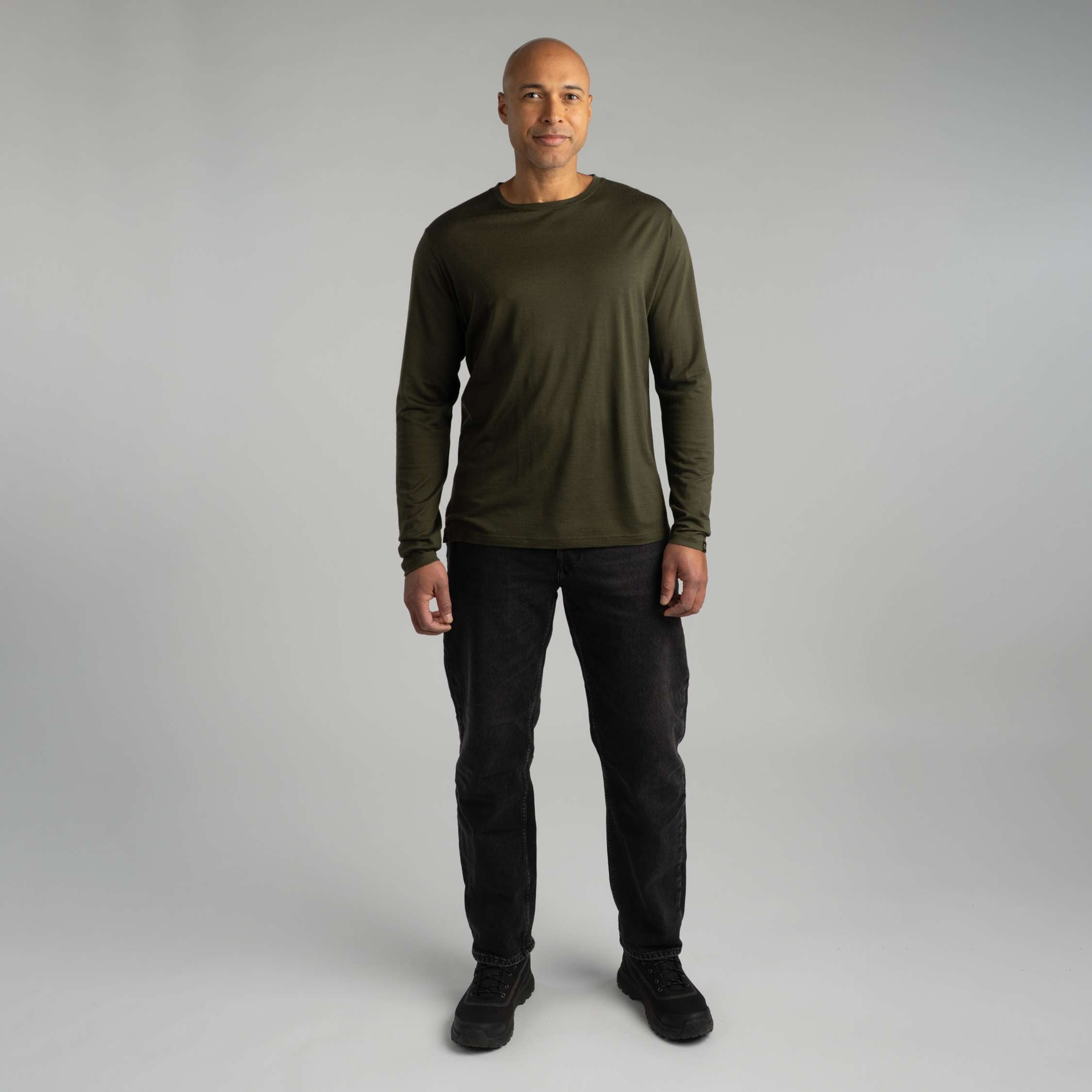 Joe T-shirt en mérinos à manches longues M - olive foncé