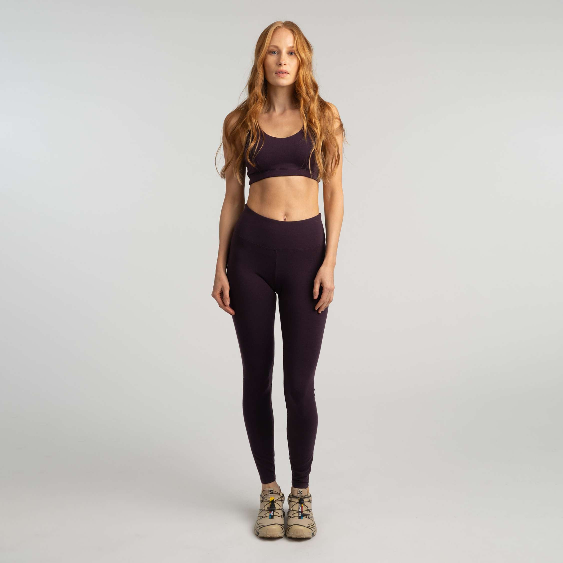 Mona top brassière en mérinos W - aubergine