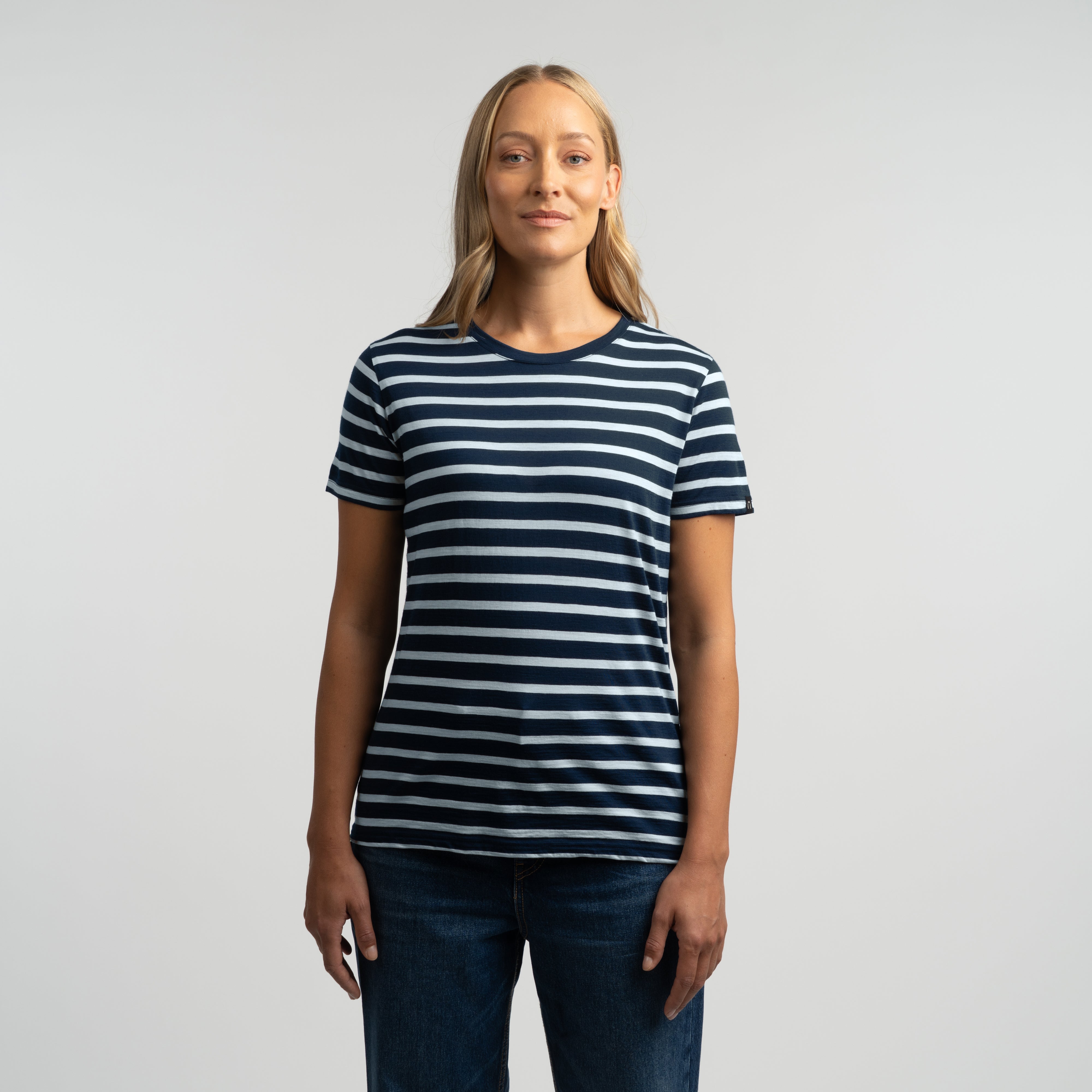 Lisa merino T-paita W - tumma mustikka | vaaleansininen