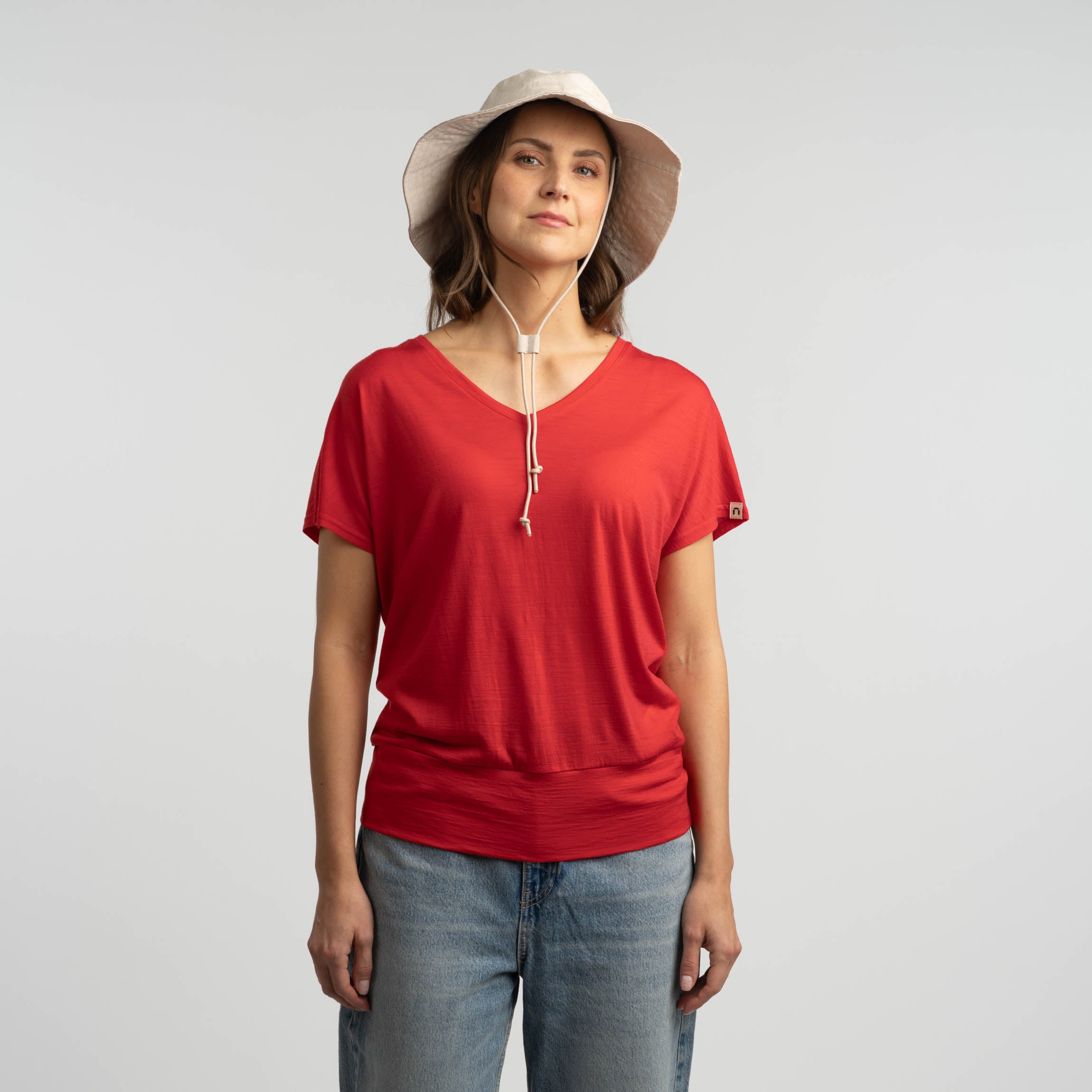 Eva merino tričko W - makově červená