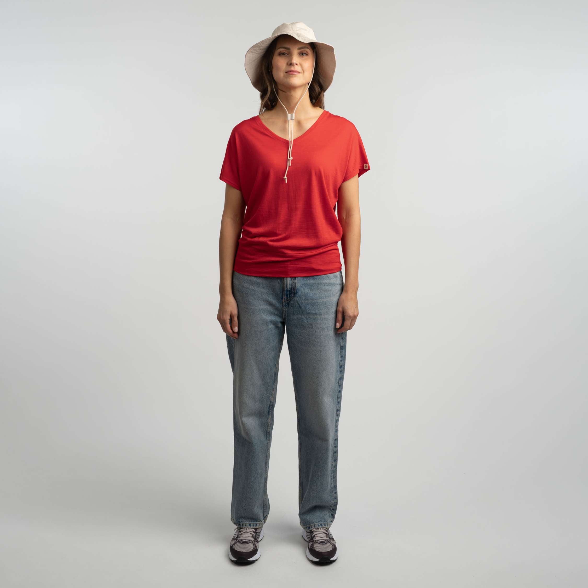 Eva merino tričko W - makově červená