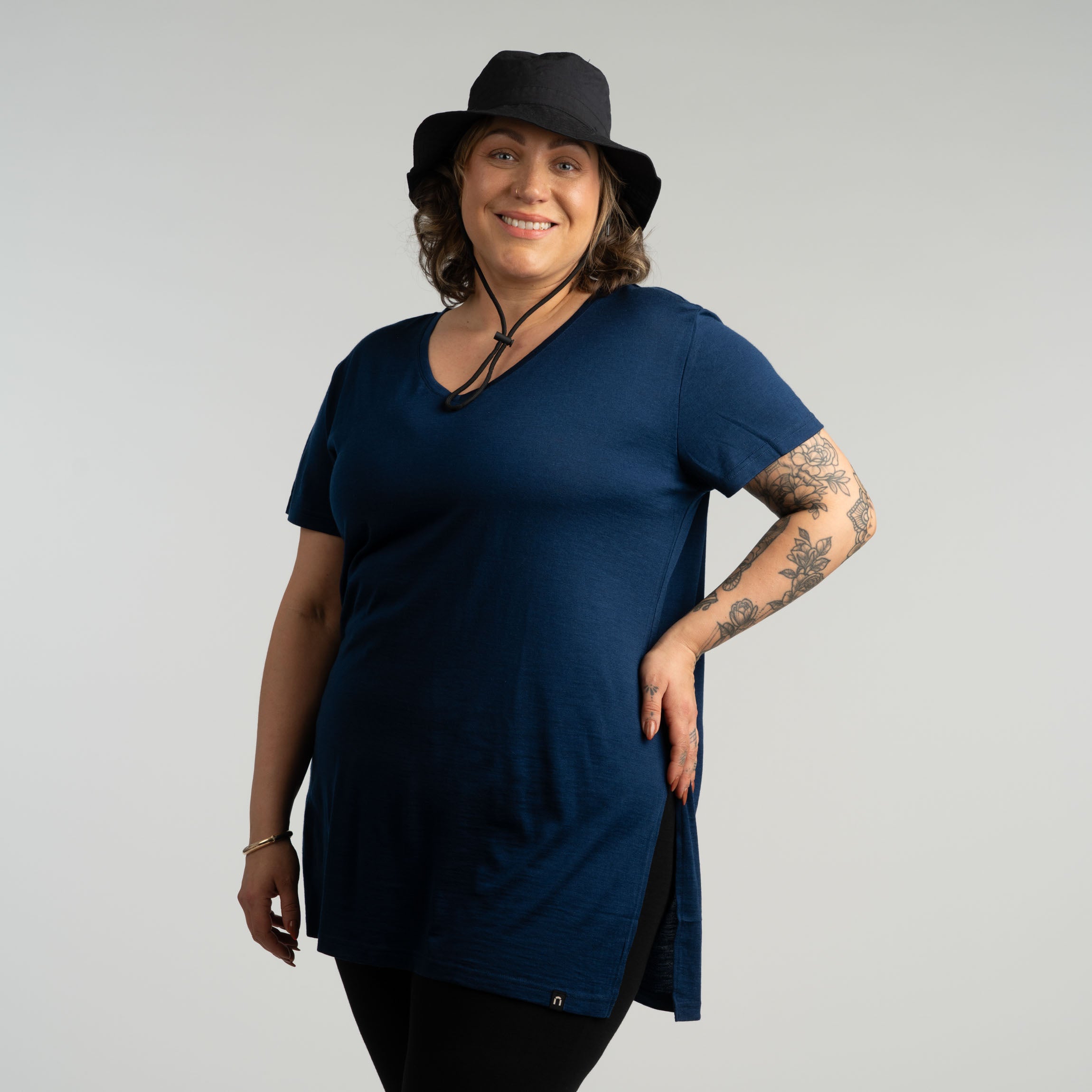Olivia merino T-paita W - tumma mustikka