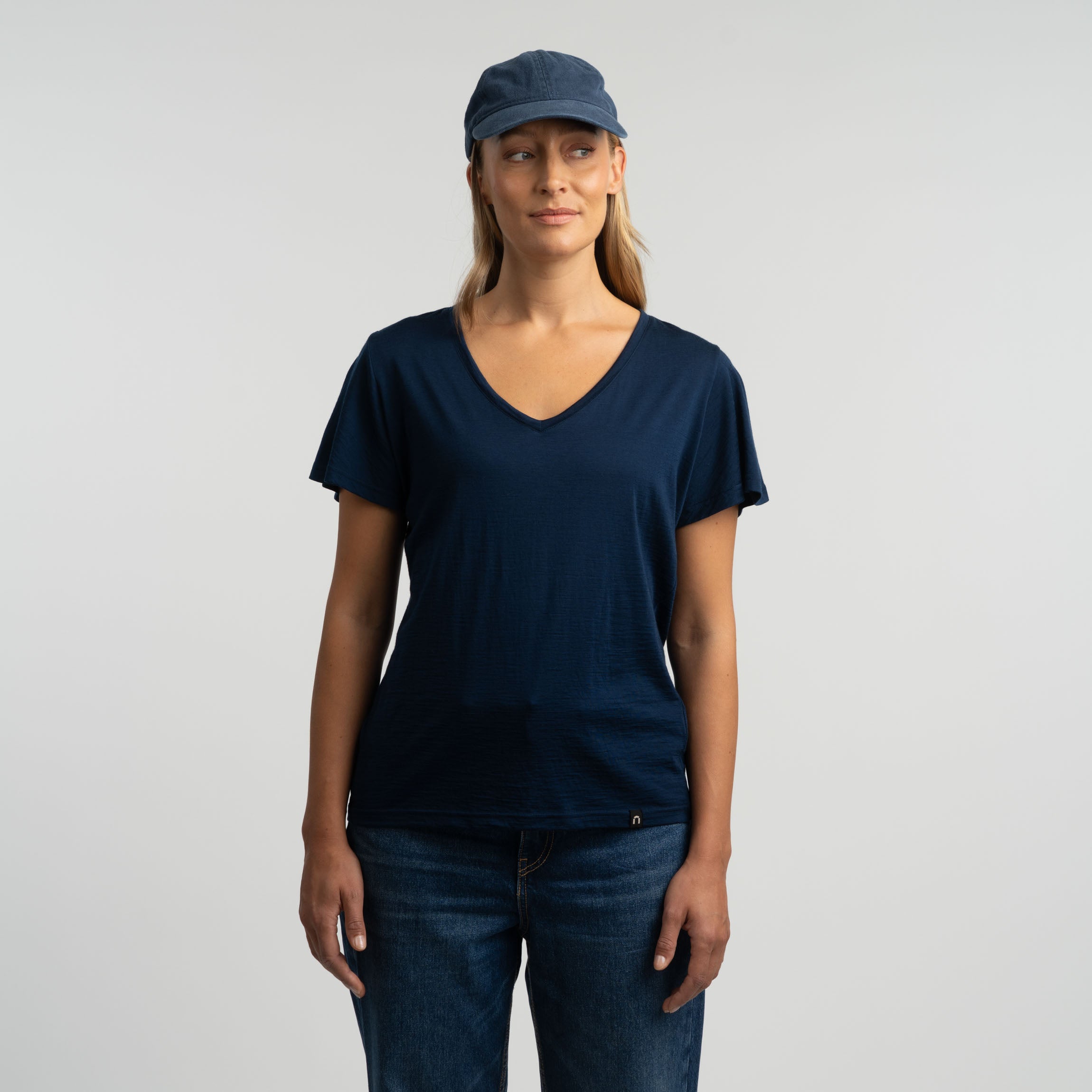 Ava merino T-paita W - tumma mustikka