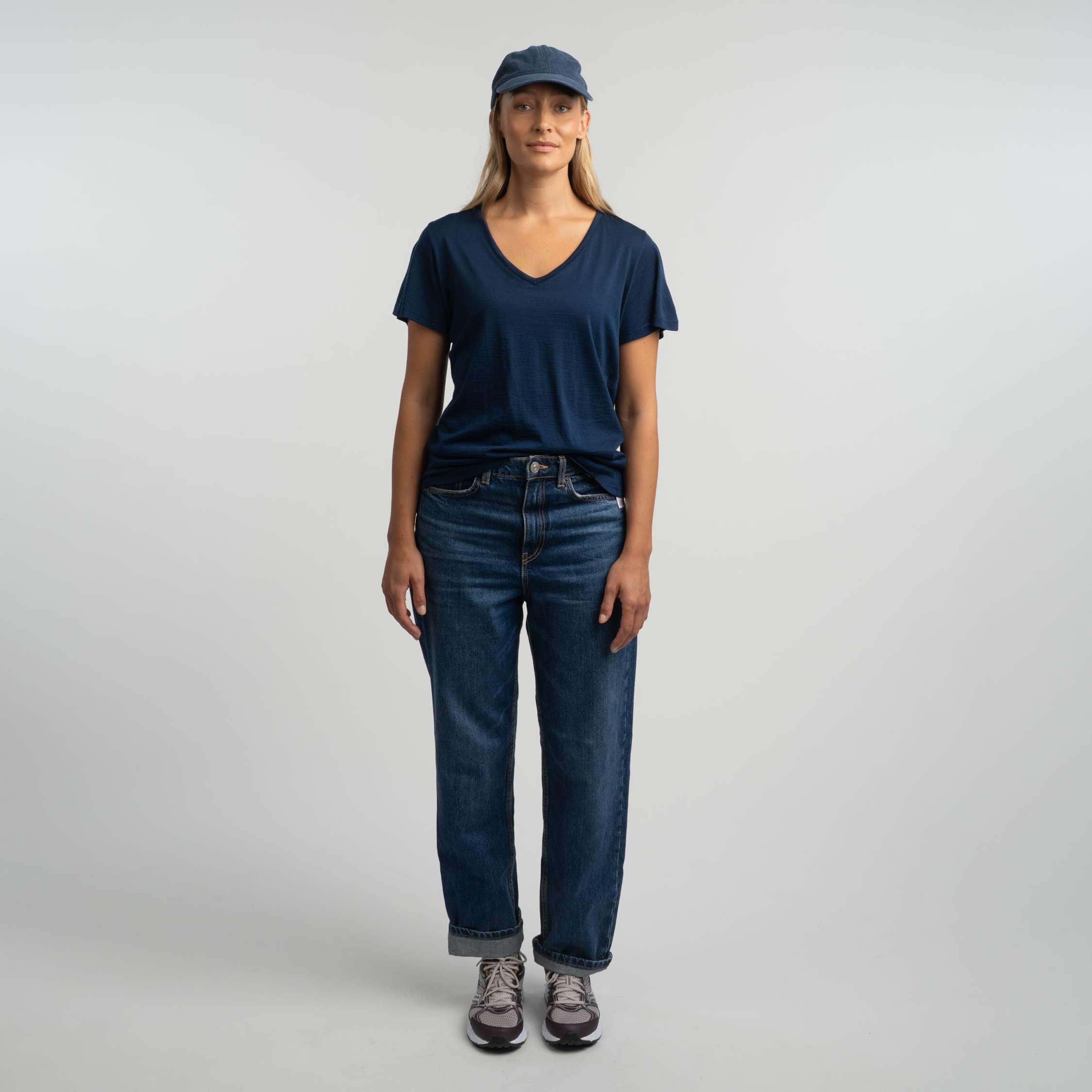 Ava merino T-paita W - tumma mustikka