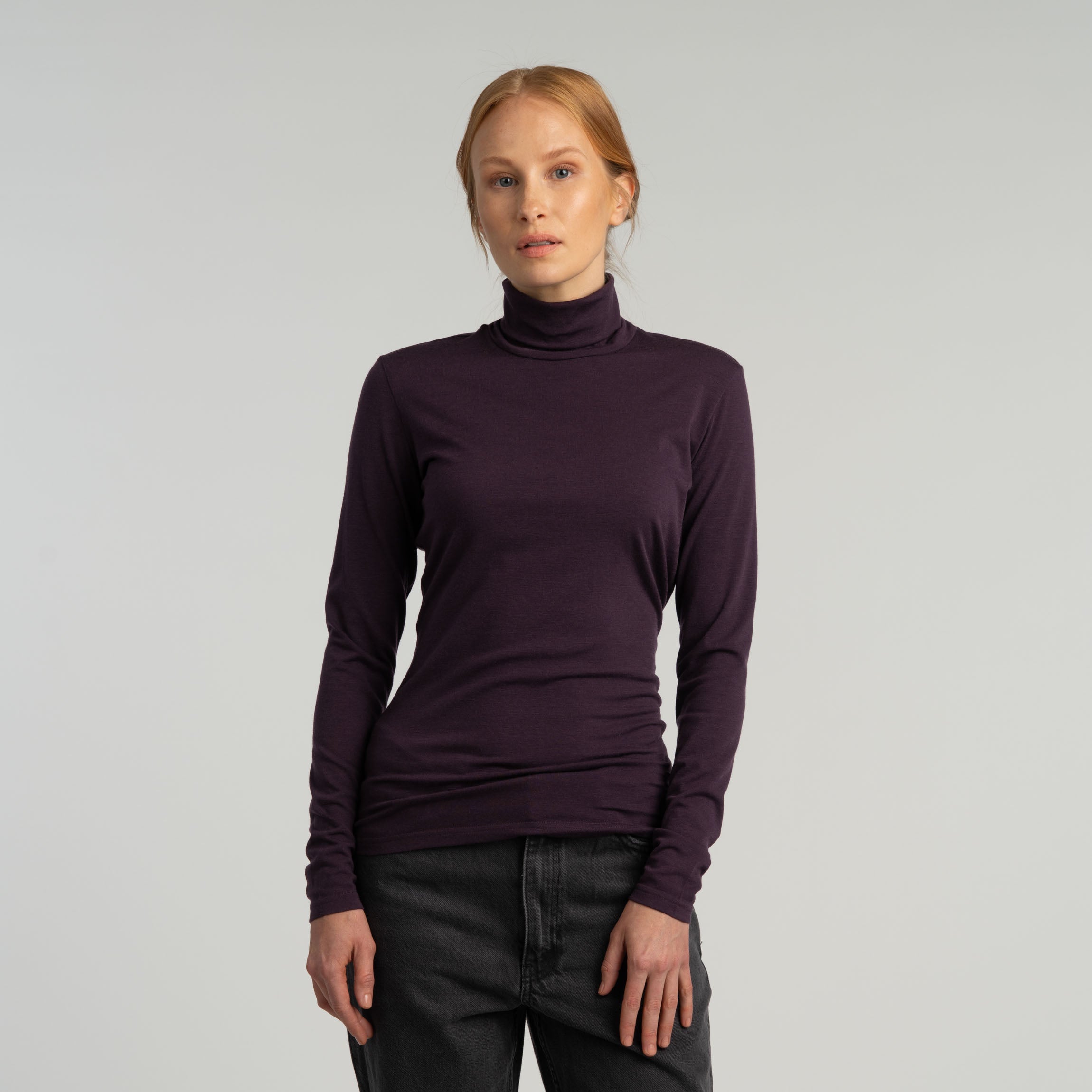 Alina merinopolotröja W - aubergine