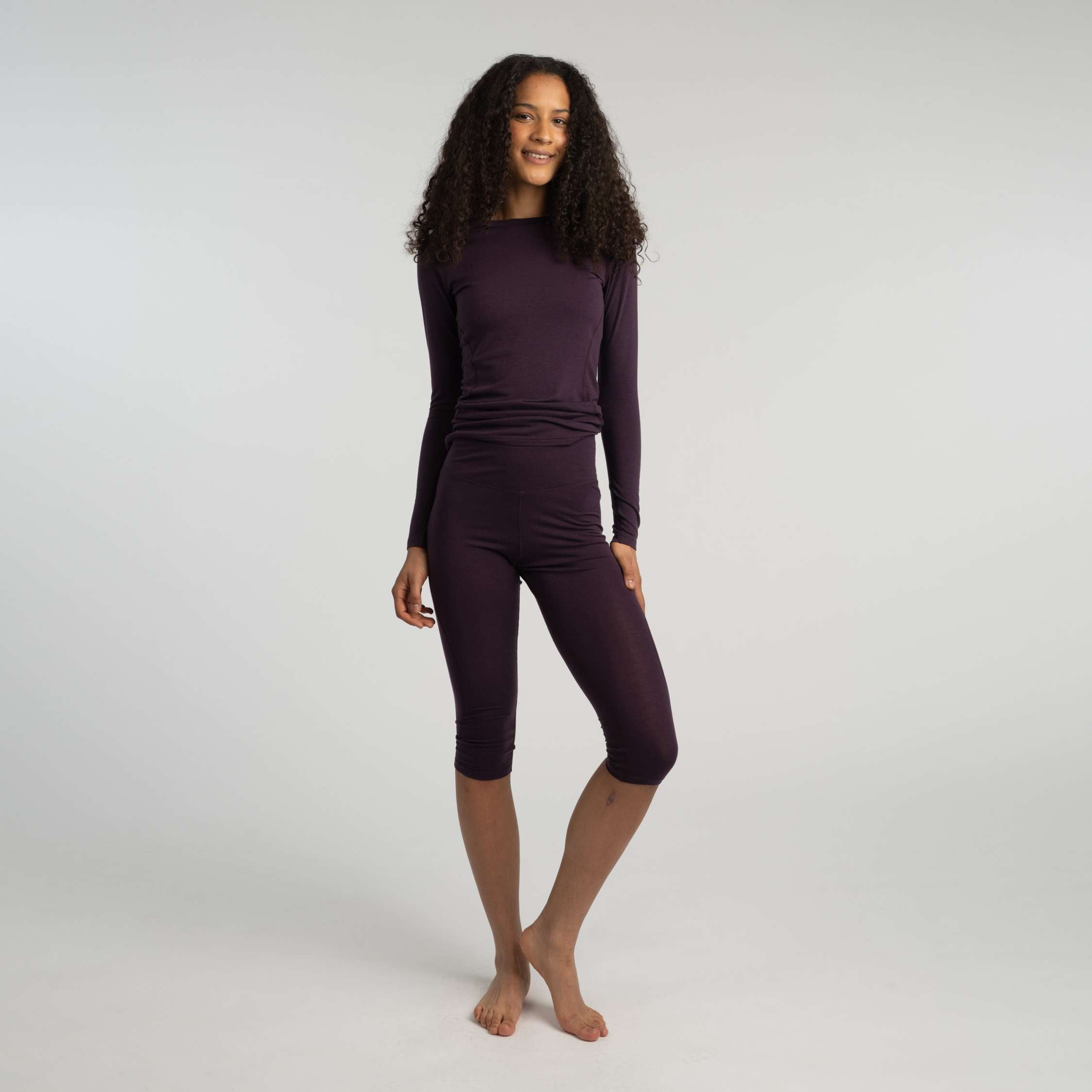 Motion 150 base layer 3/4-Merinohose W - Aubergine
