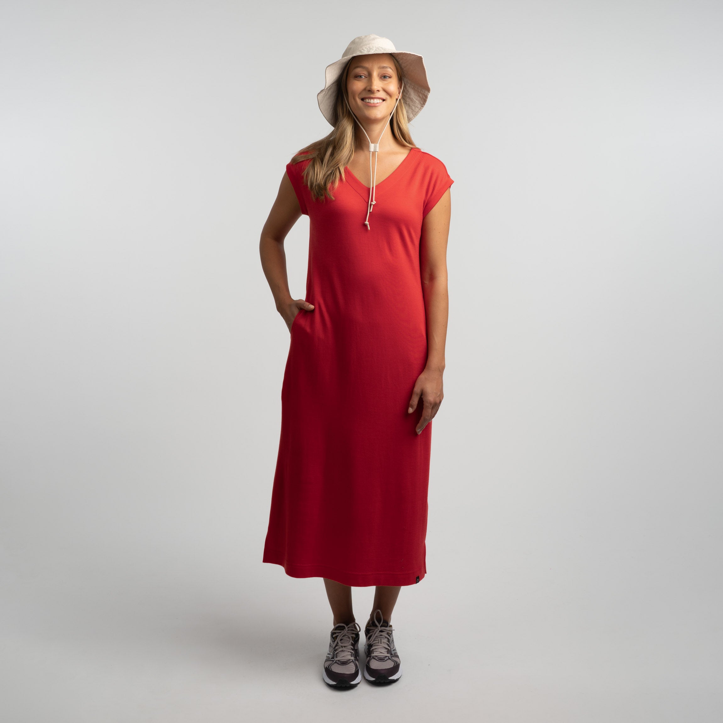 Robe en mérinos Ria W - rouge coquelicot