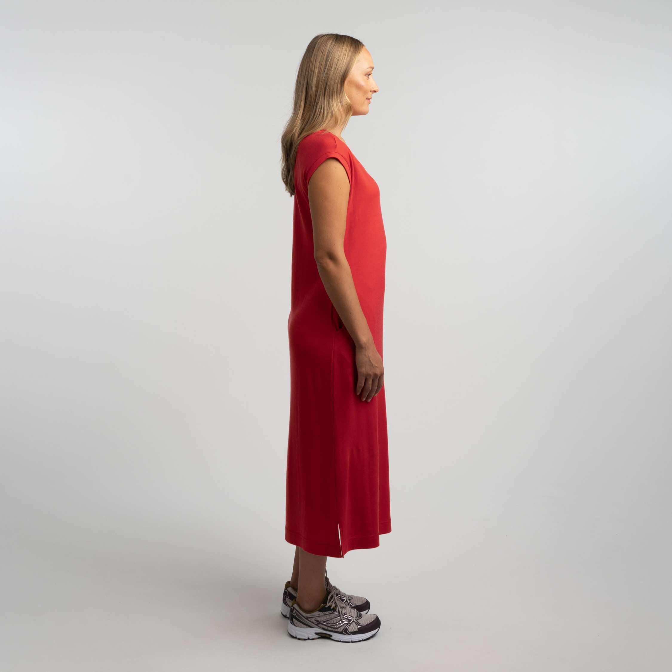 Robe en mérinos Ria W - rouge coquelicot