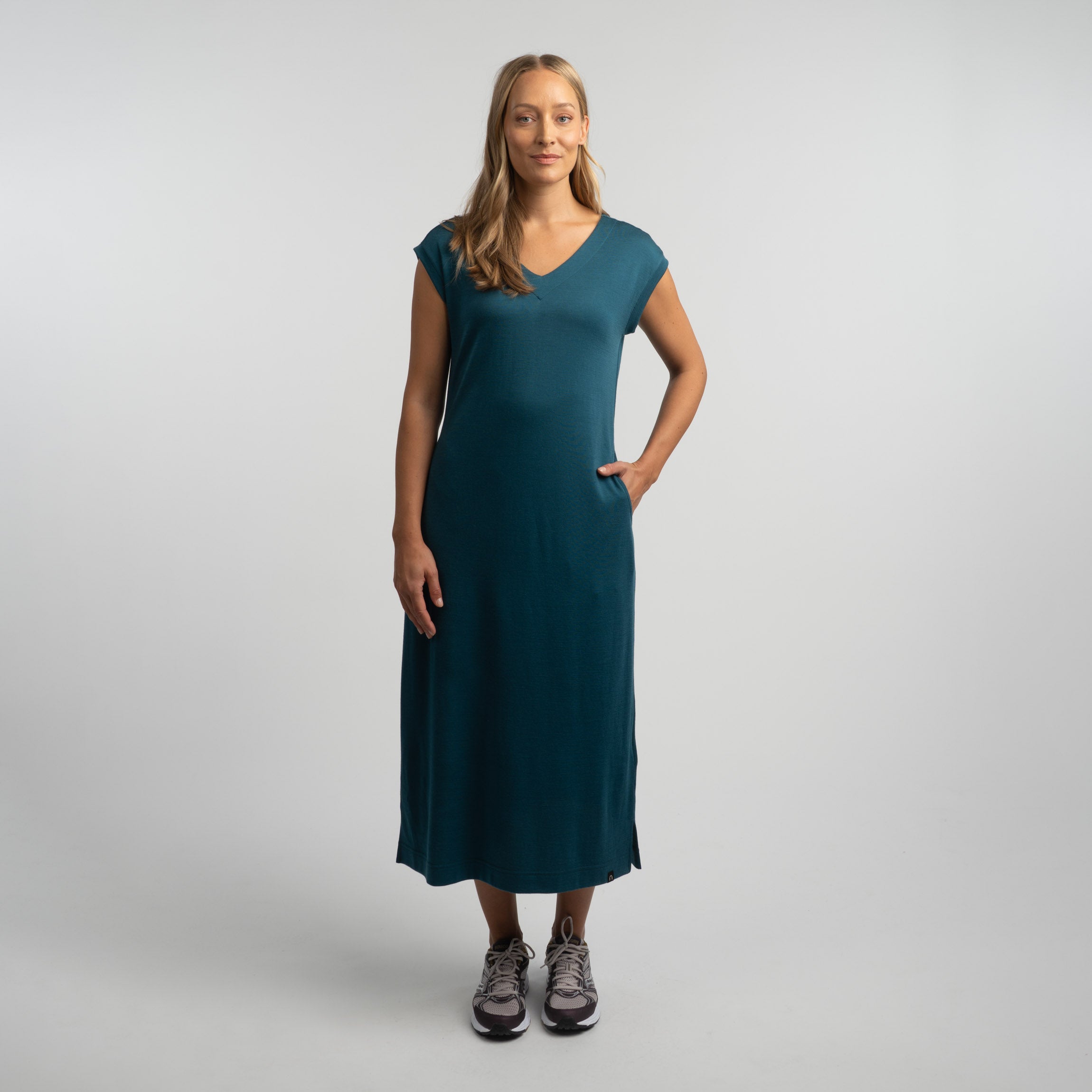 Robe en mérinos Ria W - bleu-vert