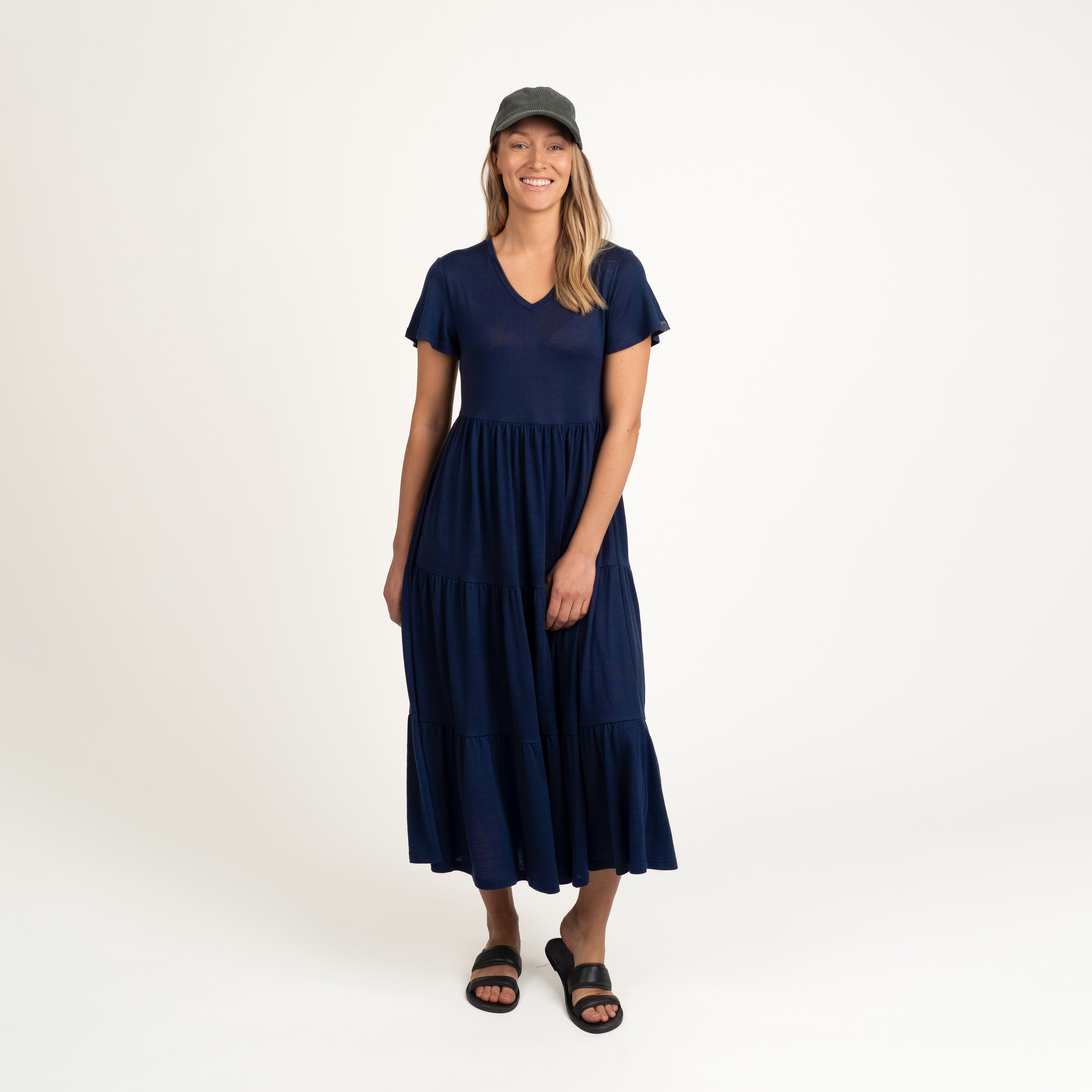 Robe en mérinos Lily W - myrtille