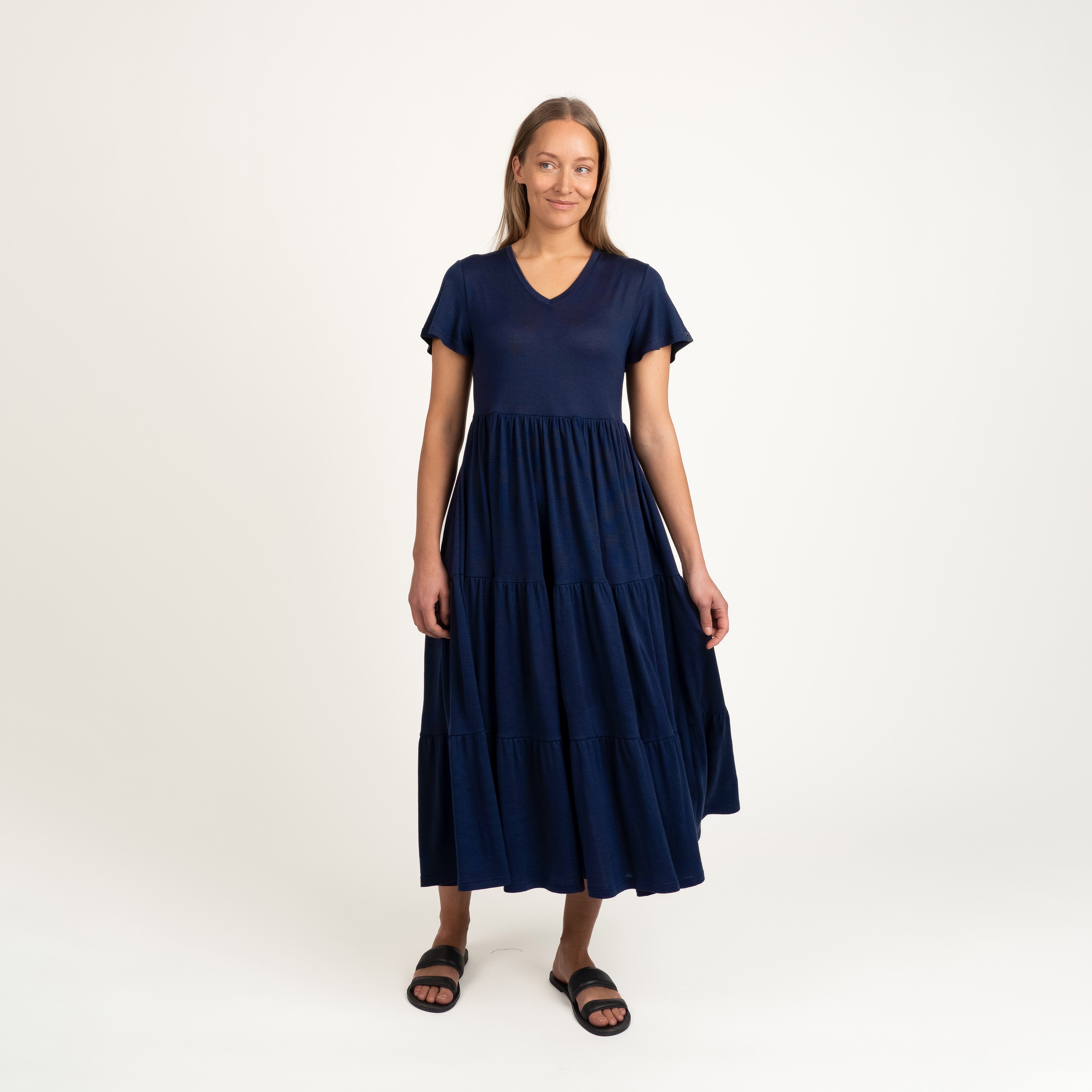 Robe en mérinos Lily W - myrtille