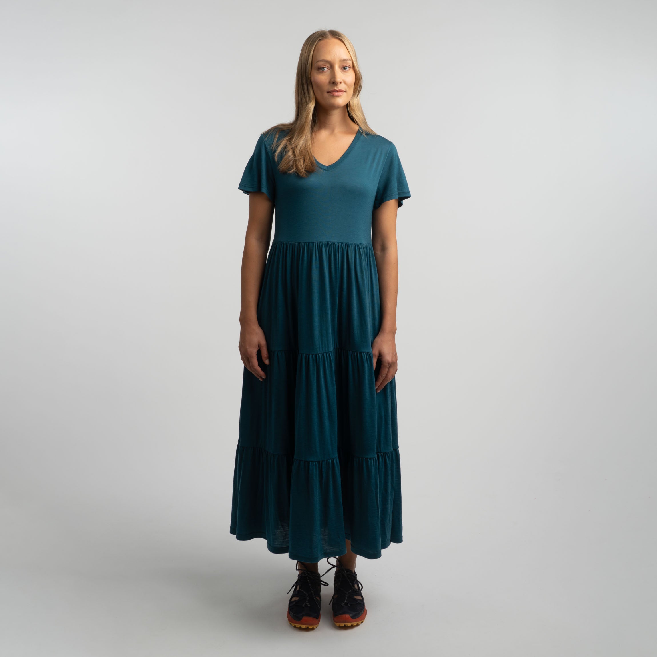 Robe en mérinos Lily W - bleu-vert
