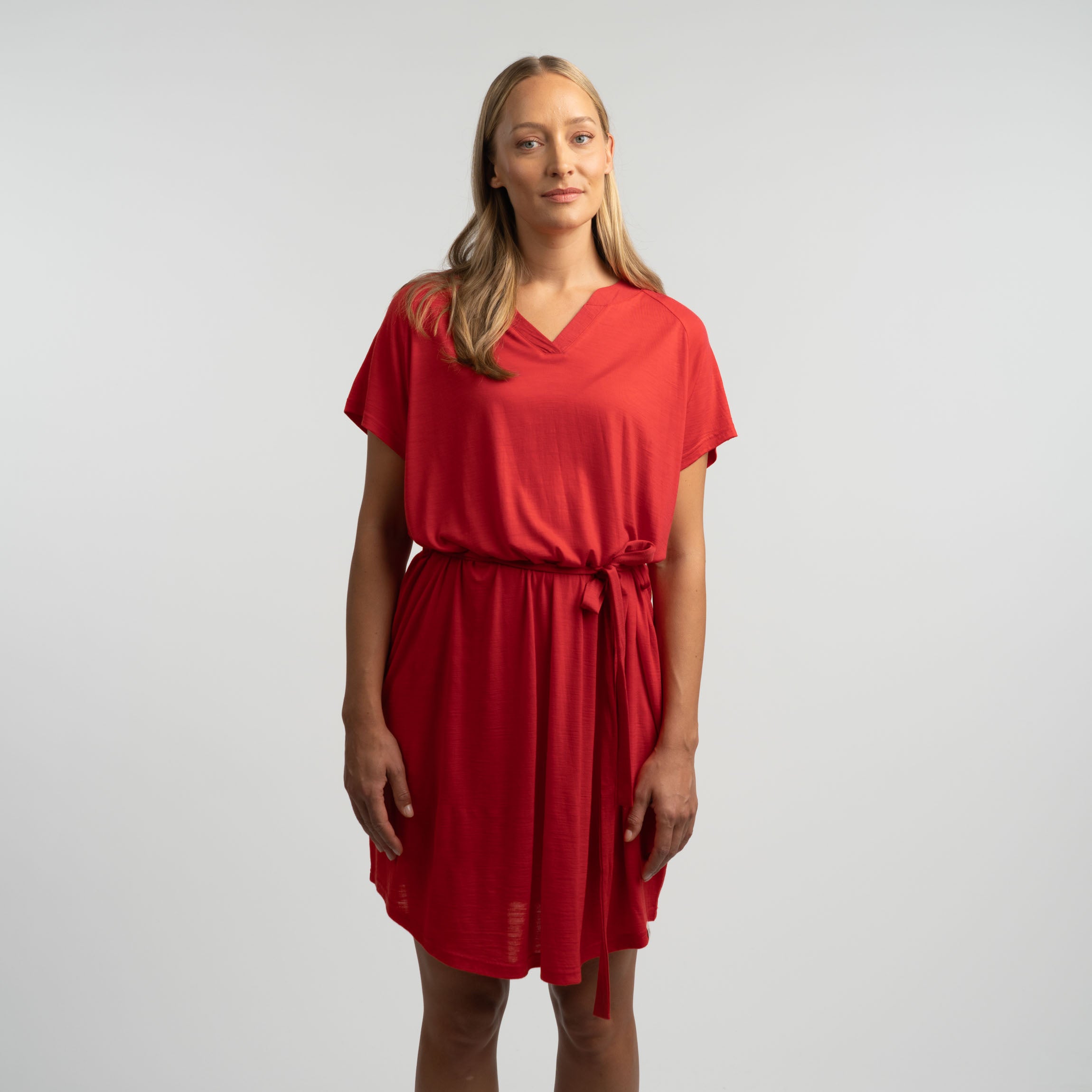 Robe en mérinos Malva W - rouge coquelicot