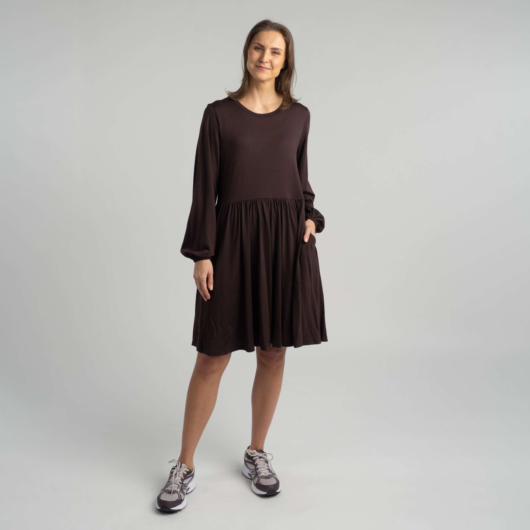 Ida robe en mérinos W - chocolat