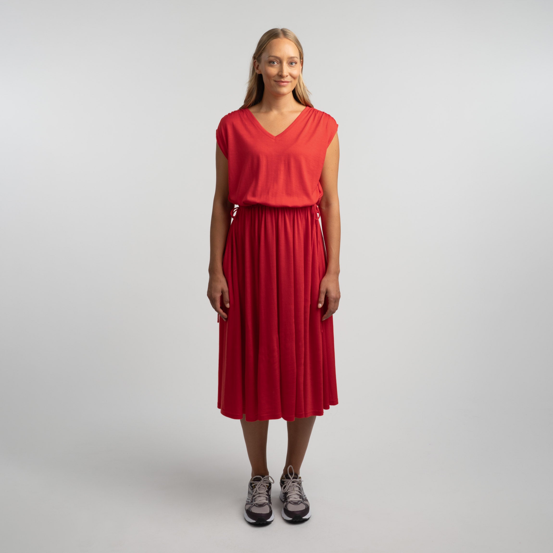 Robe en mérinos Iris W - rouge coquelicot