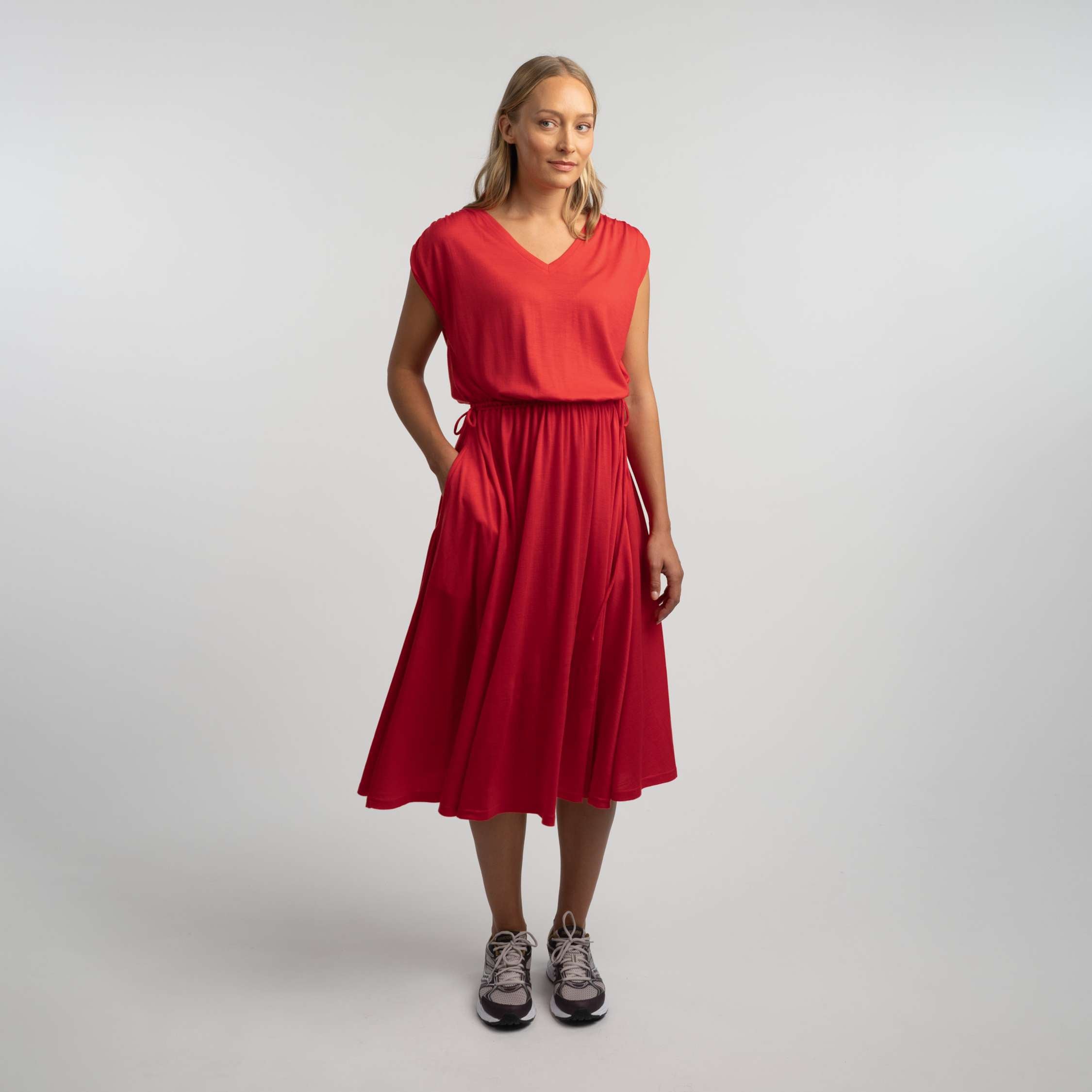 Robe en mérinos Iris W - rouge coquelicot