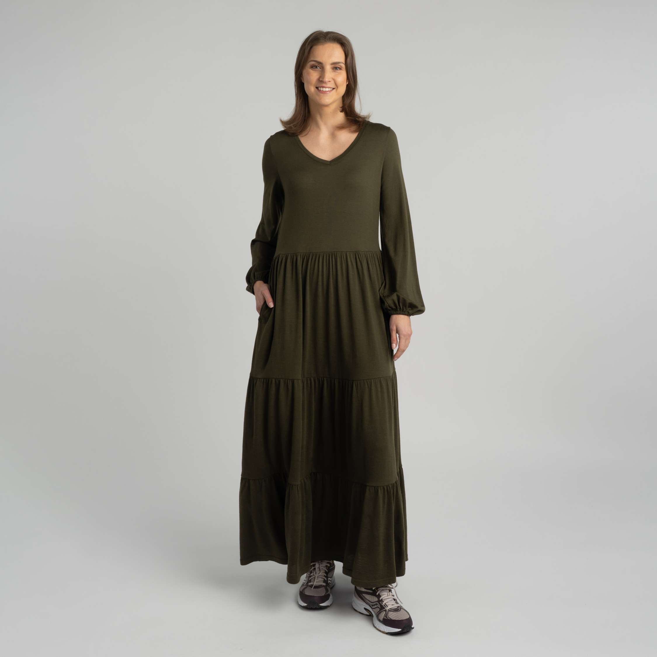 Robe en mérinos Poet W - olive foncé