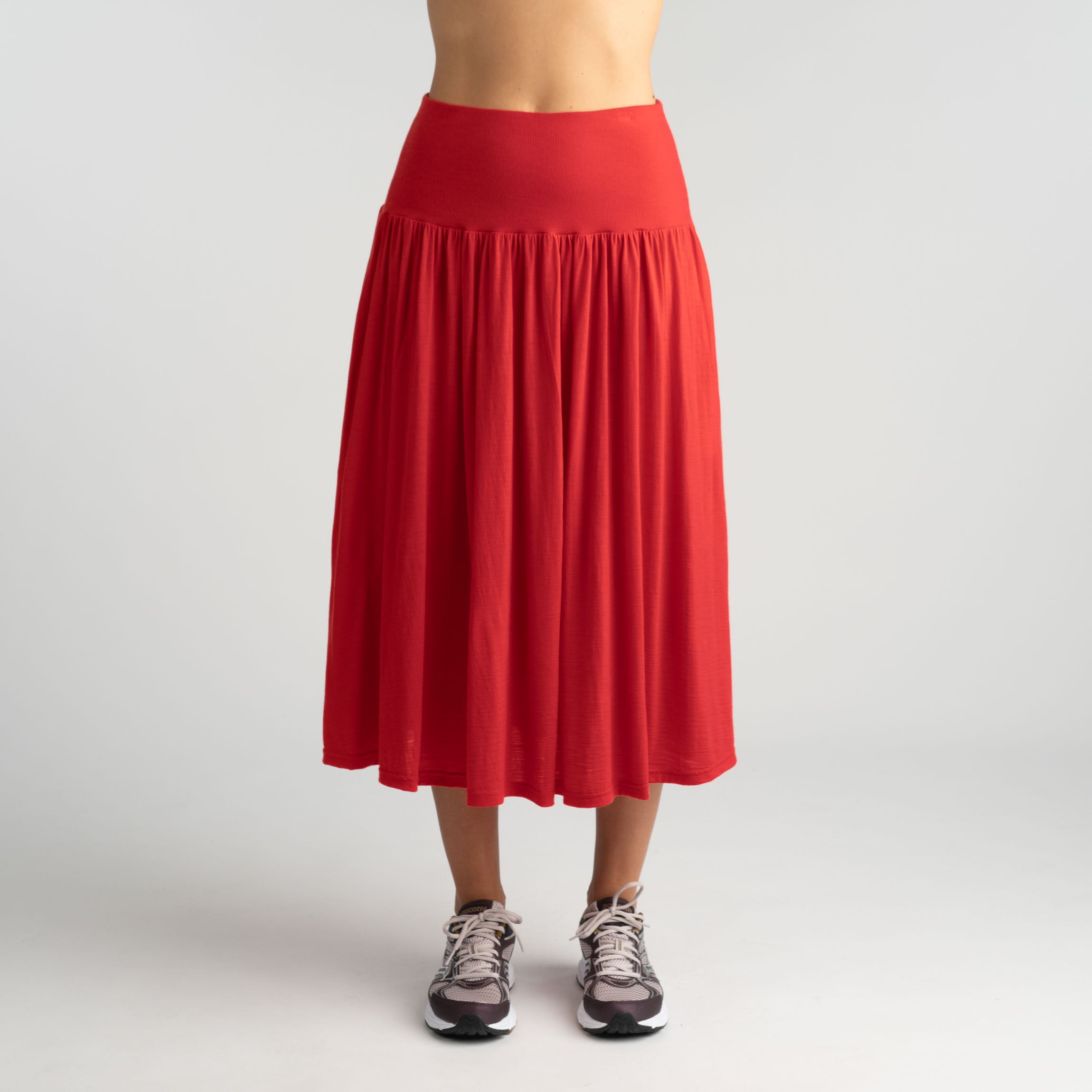 Jupe en mérinos Laila W - rouge coquelicot