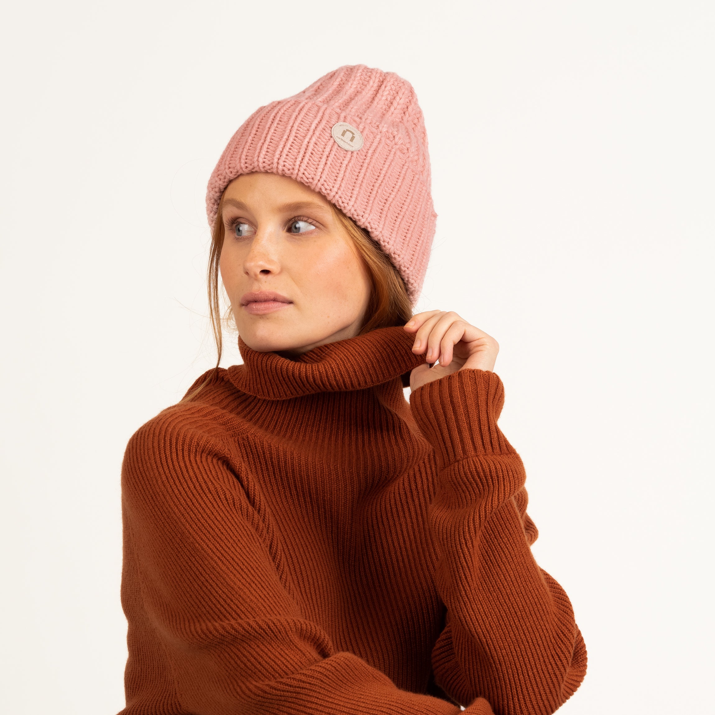 Cappello in merino Kaisla - rosa cipria