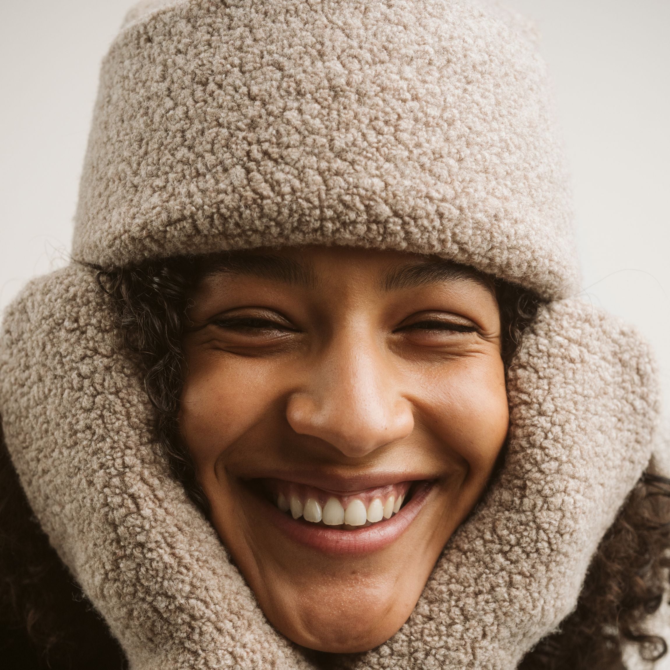 Haven Wollfleece-Mütze - Latte