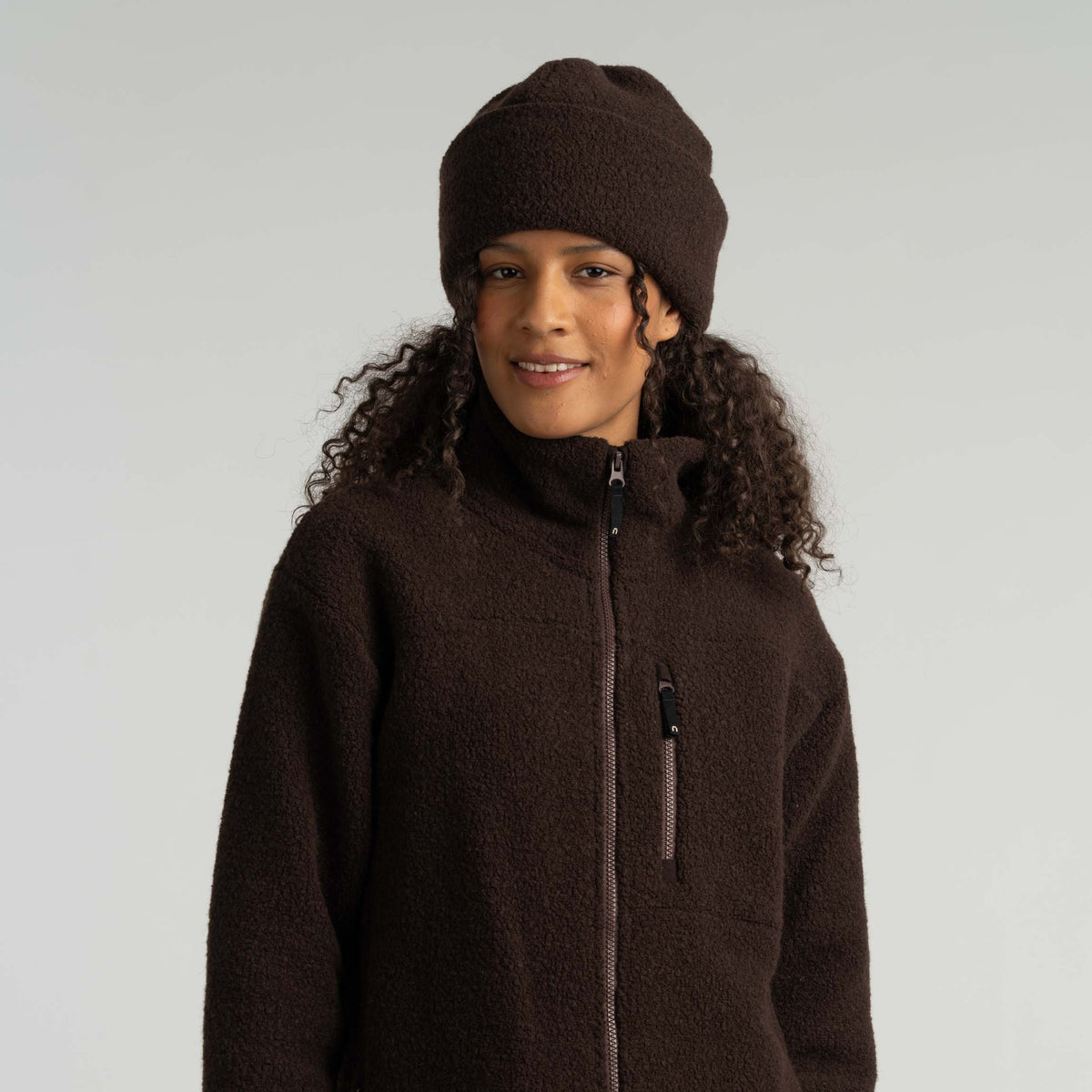 Bonnet en polaire de laine Haven UNI - marron foncé