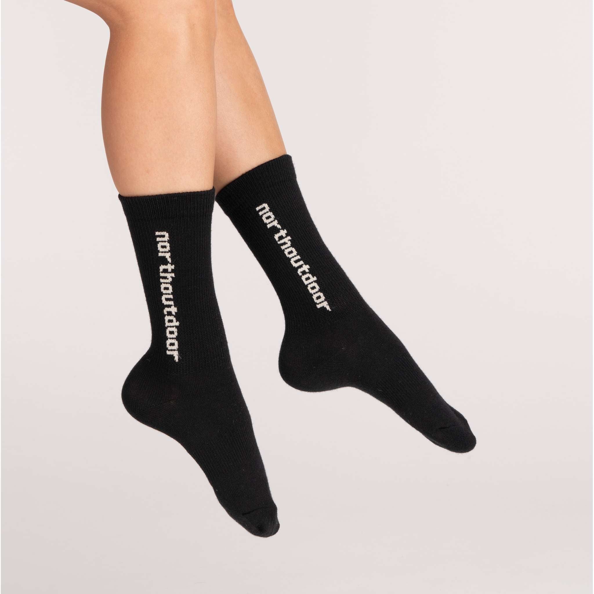 All day merinotennissukat logo - musta | manteli