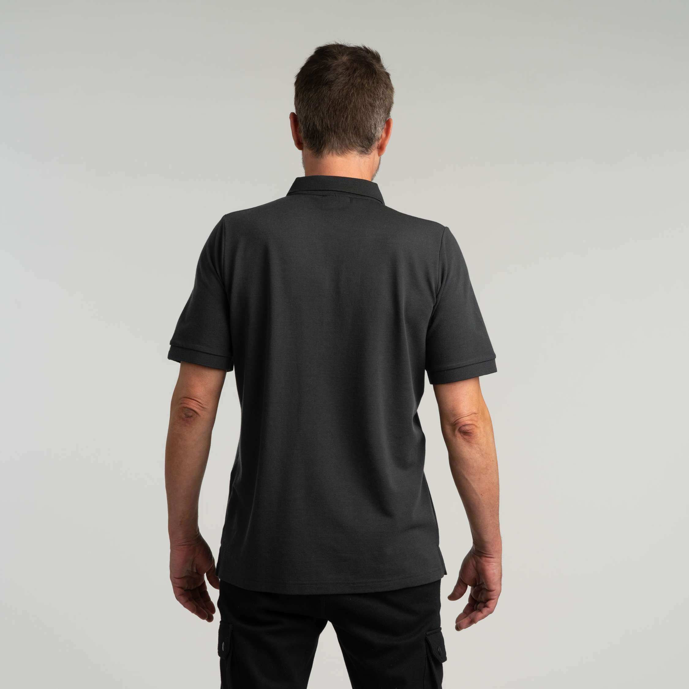 Ezra merino pique shirt M - granite grey 