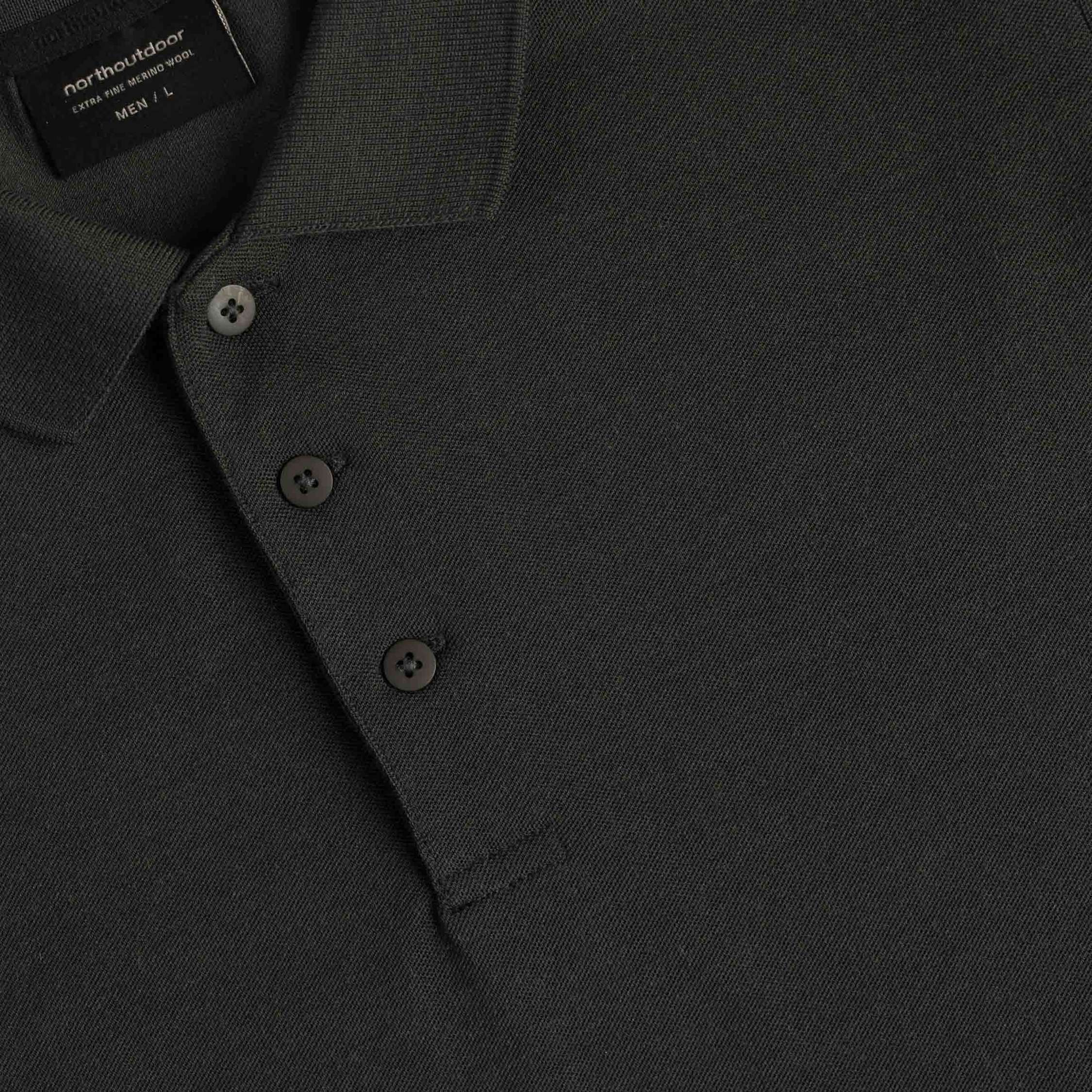 Ezra merino pique shirt M - granite grey 