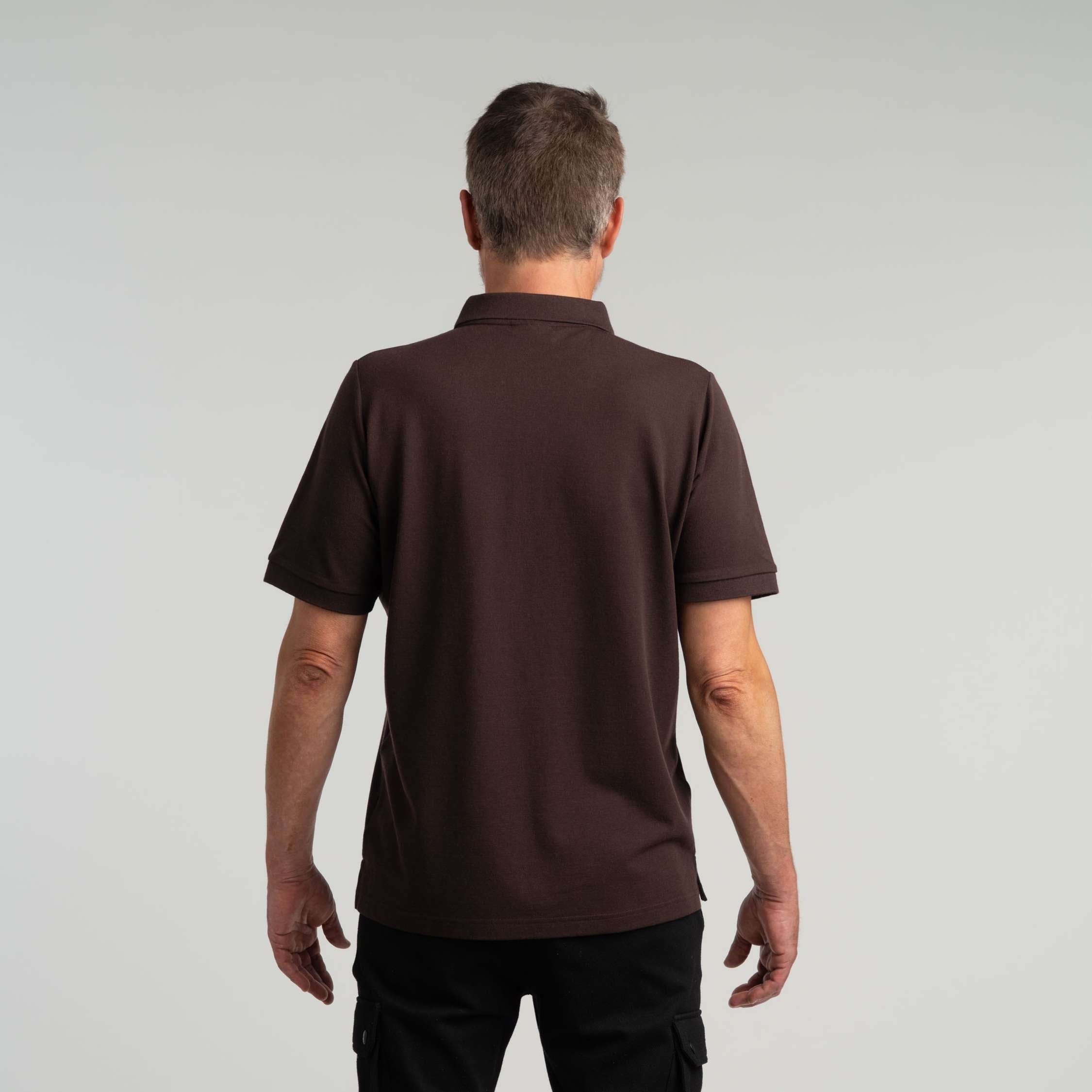 Ezra merino piqué shirt M - chocolate 