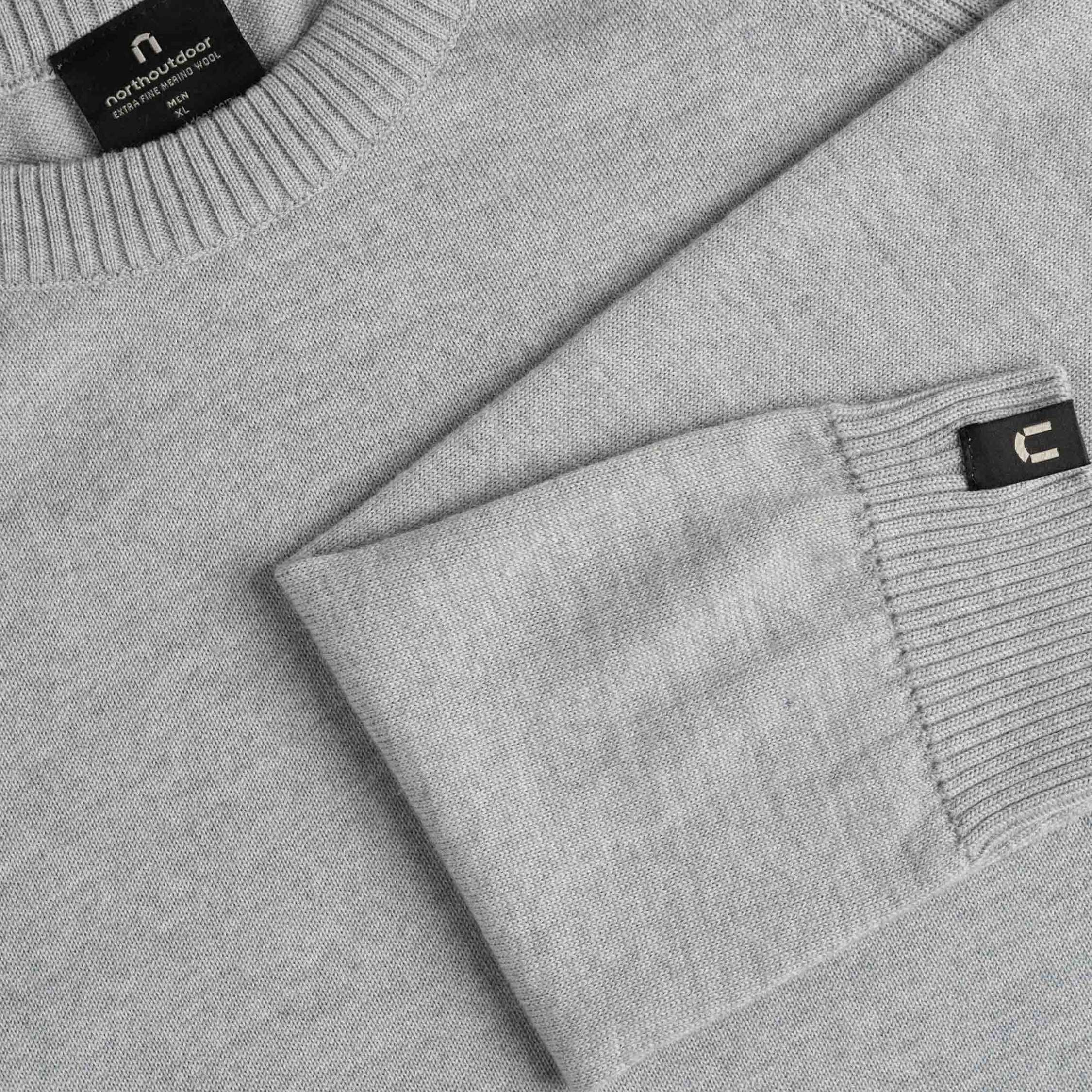 Hohka miesten merinoneulepusero - vaaleanharmaa