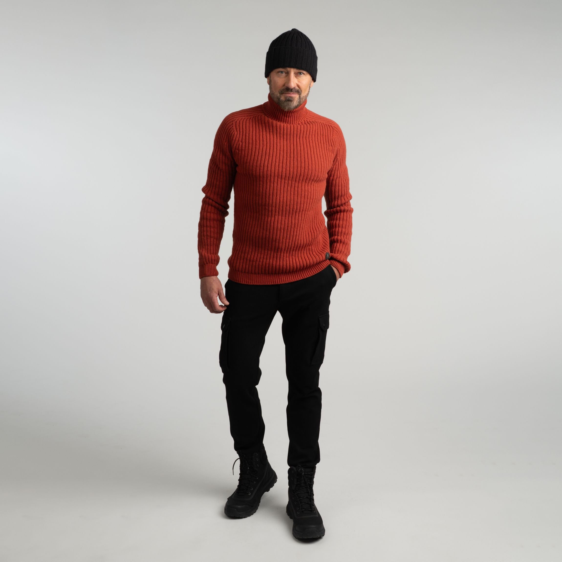 Hehku miesten merino poolopaita - terrakotta