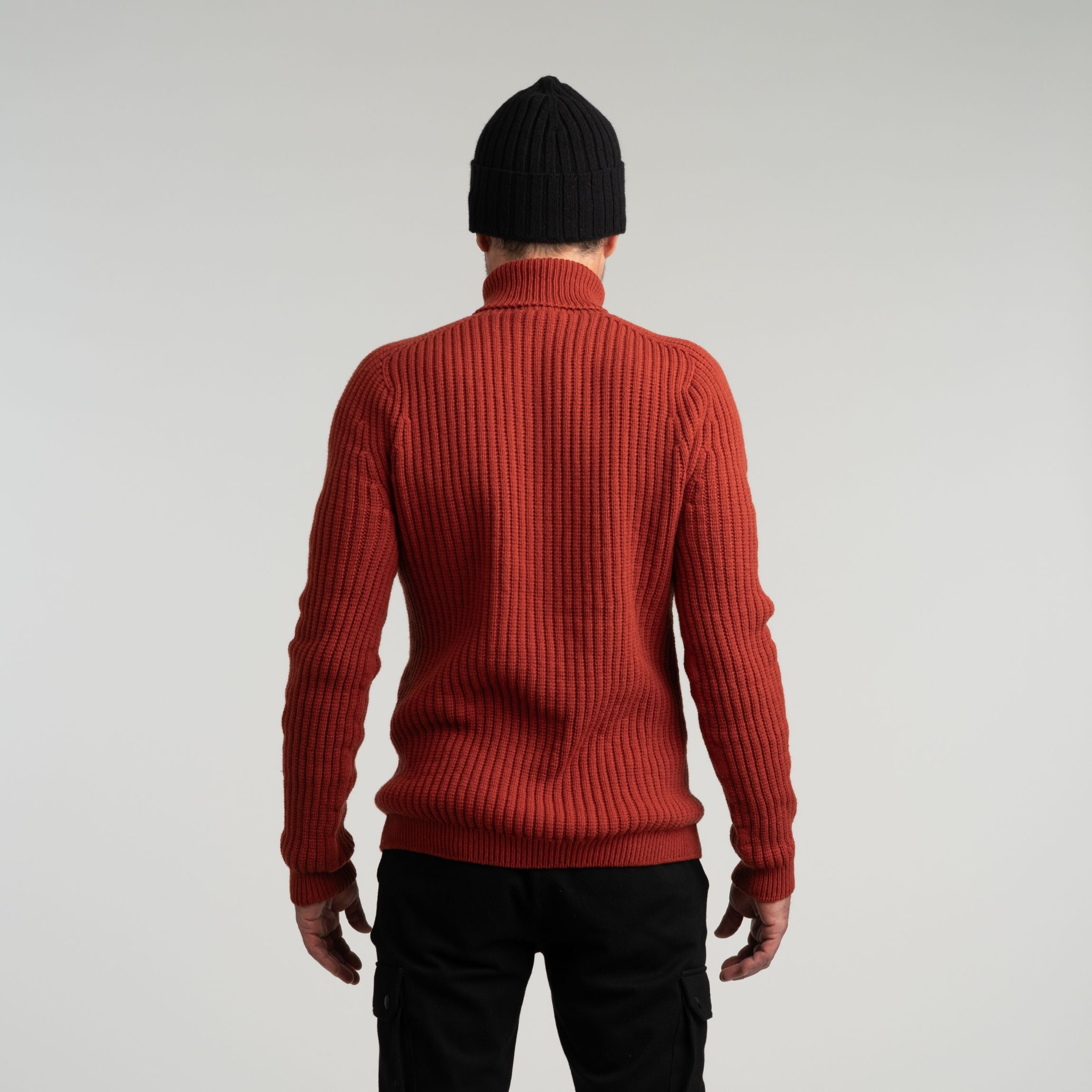 Hehku heren merino poloshirt - terracotta 