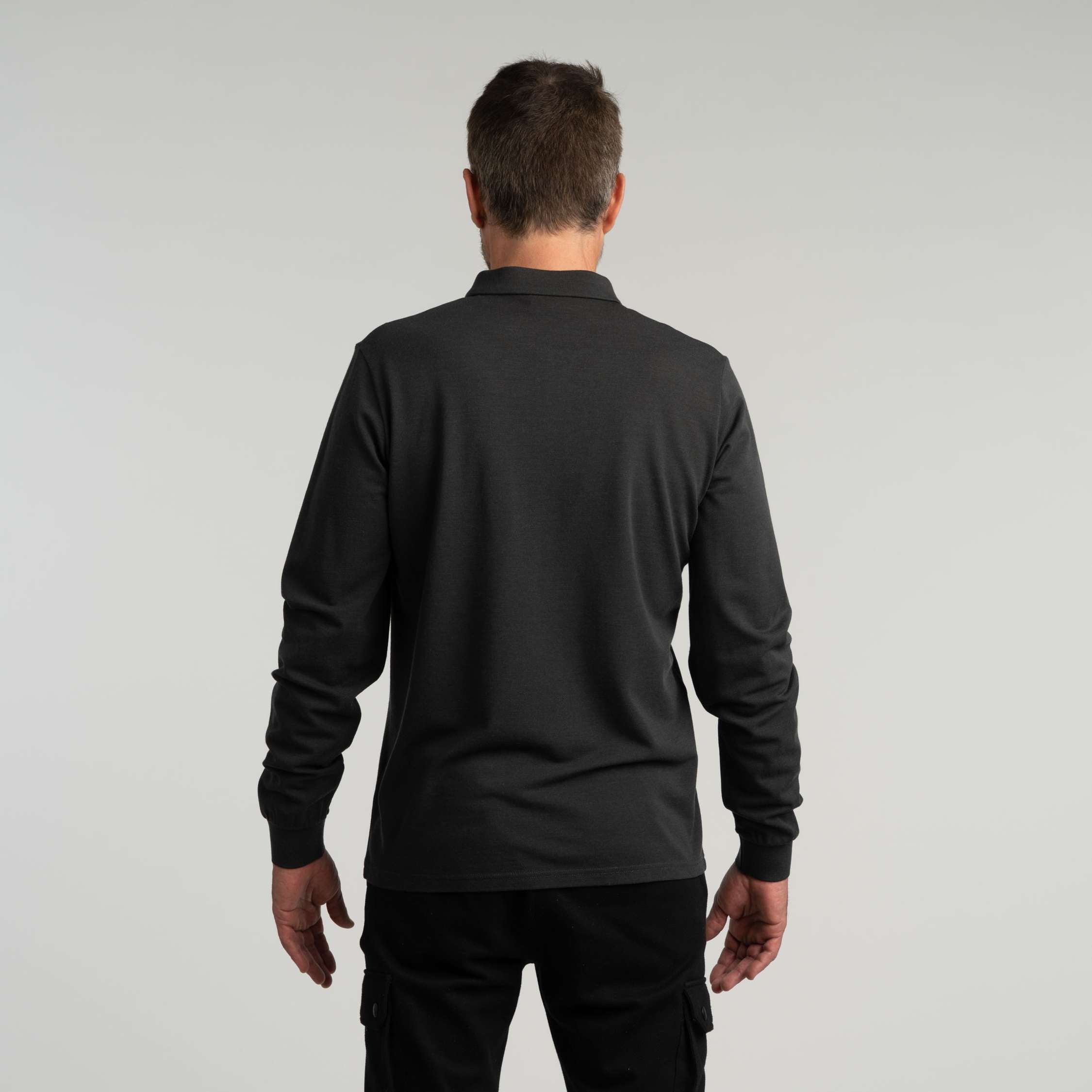 Jody long-sleeve merino polo shirt M - granite grey