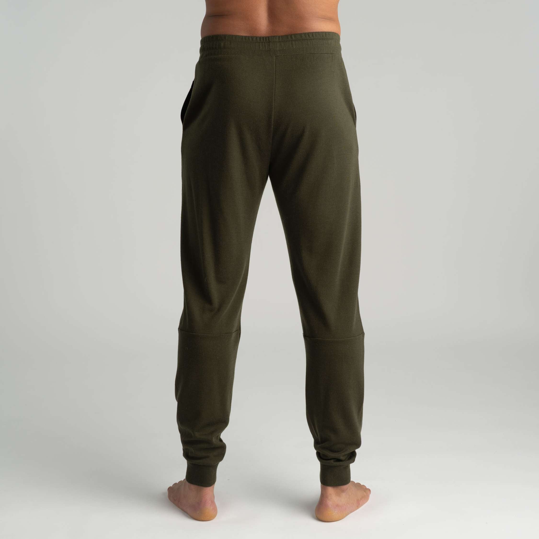 Amos merinowollen broek M - donker olijf