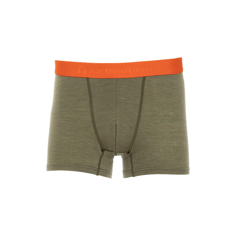 All day 150 boxershorts i merino för män melange olivgrön | orange