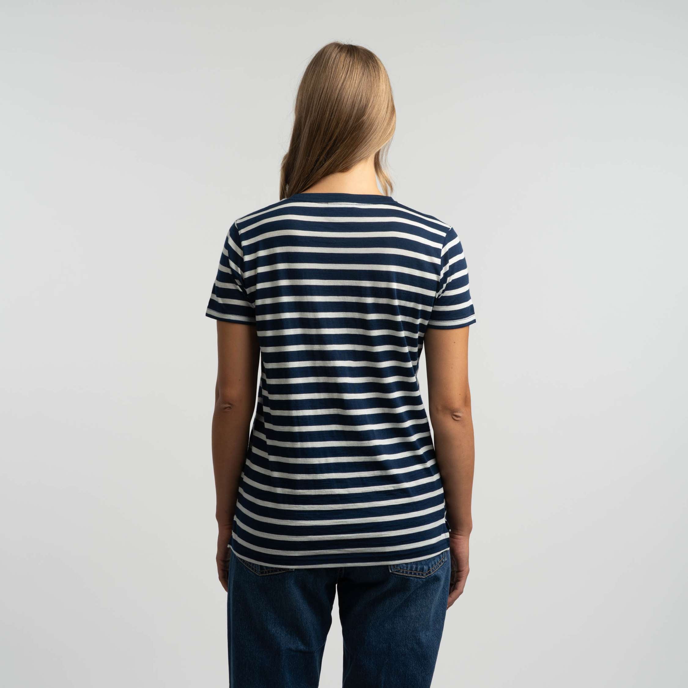 Lisa merino T-paita W - tumma mustikka | vaaleansininen