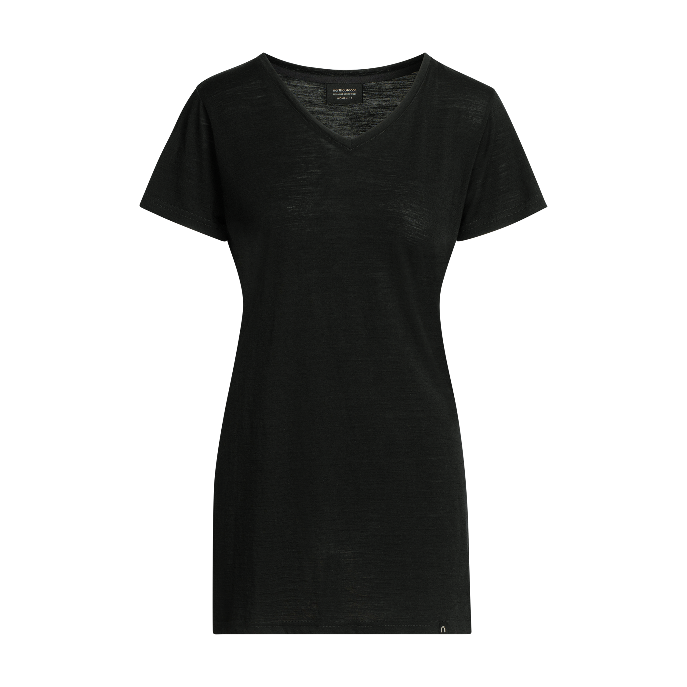 North Outdoor Olivia merino T-paita W värissä musta, mulesing-vapaa merinovilla. Suunniteltu Suomessa. - 