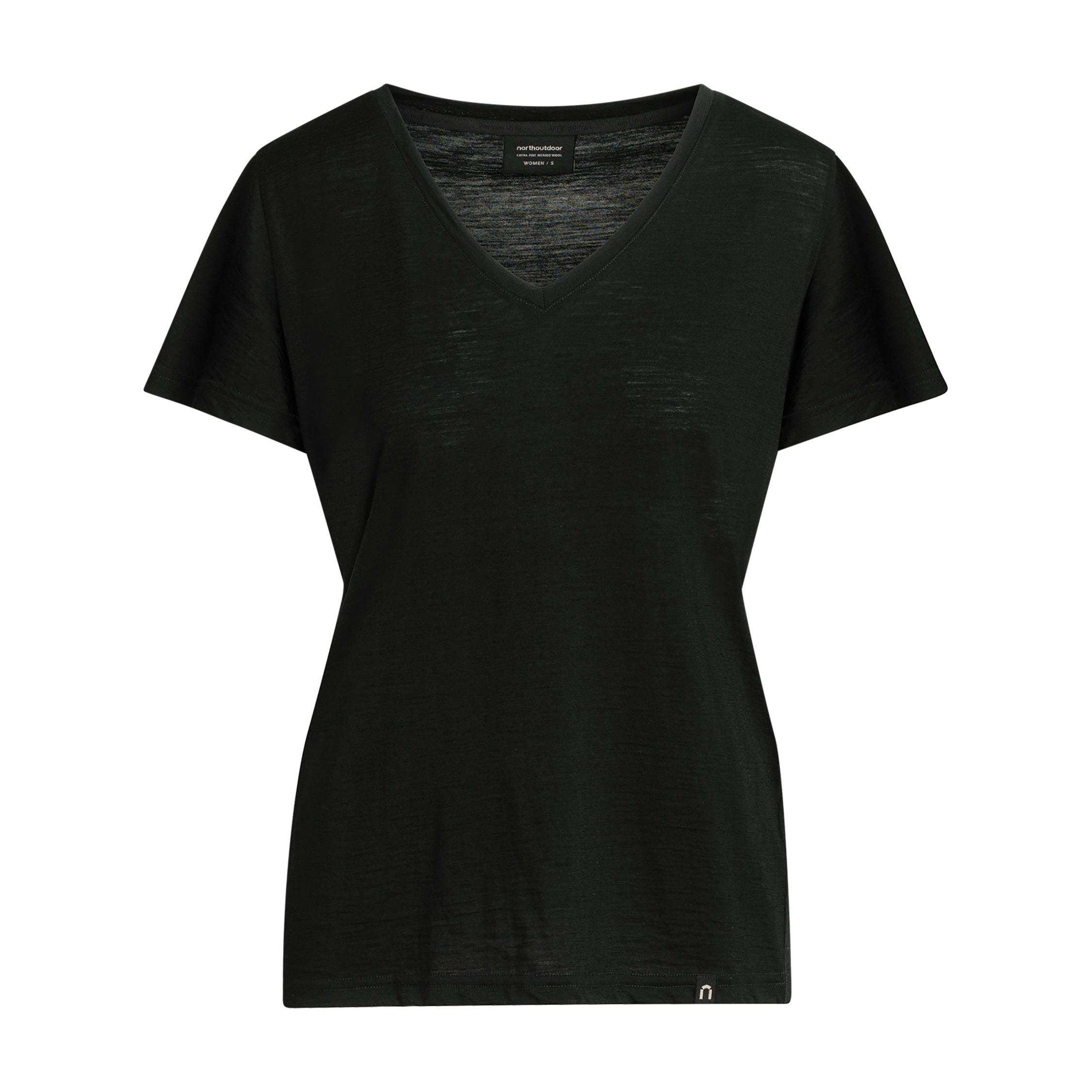 North Outdoor Ava merino T-paita W värissä musta, mulesing-vapaa merinovilla. Suunniteltu Suomessa. - 