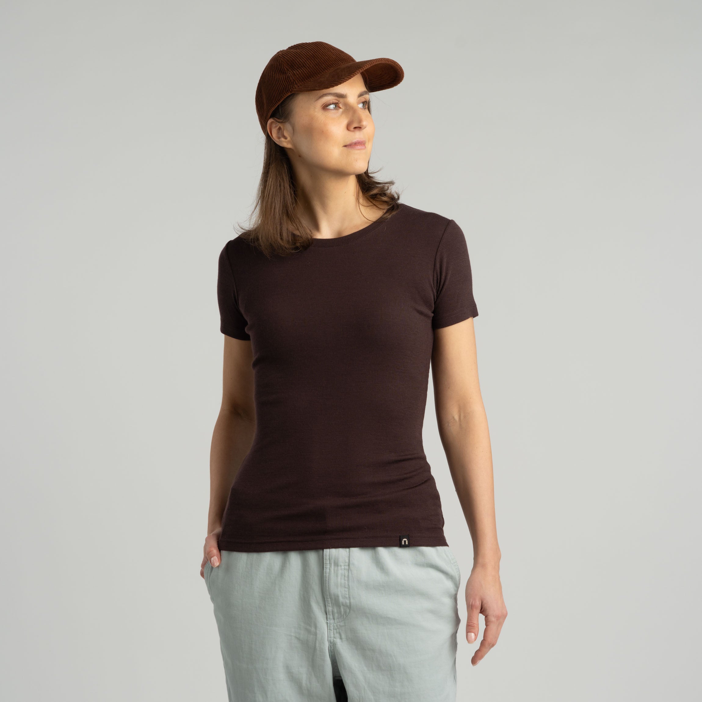 Amy merino-T-paita W - suklaa