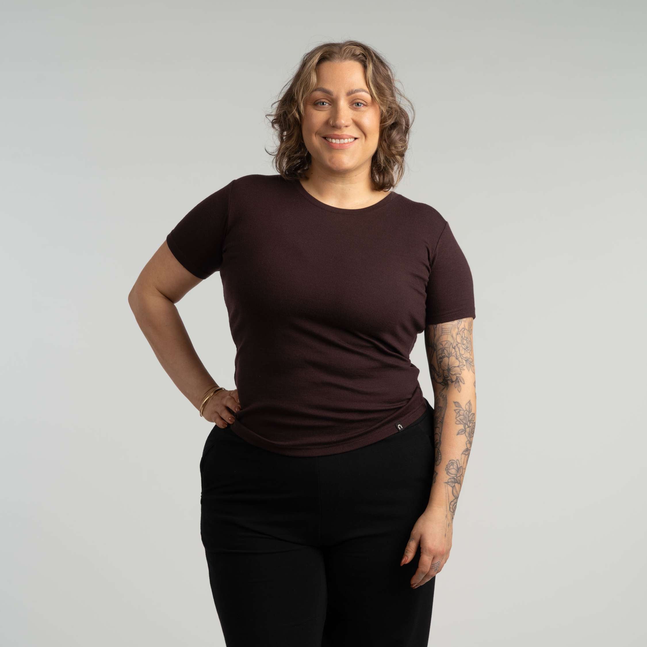 Amy merino-T-paita W - suklaa