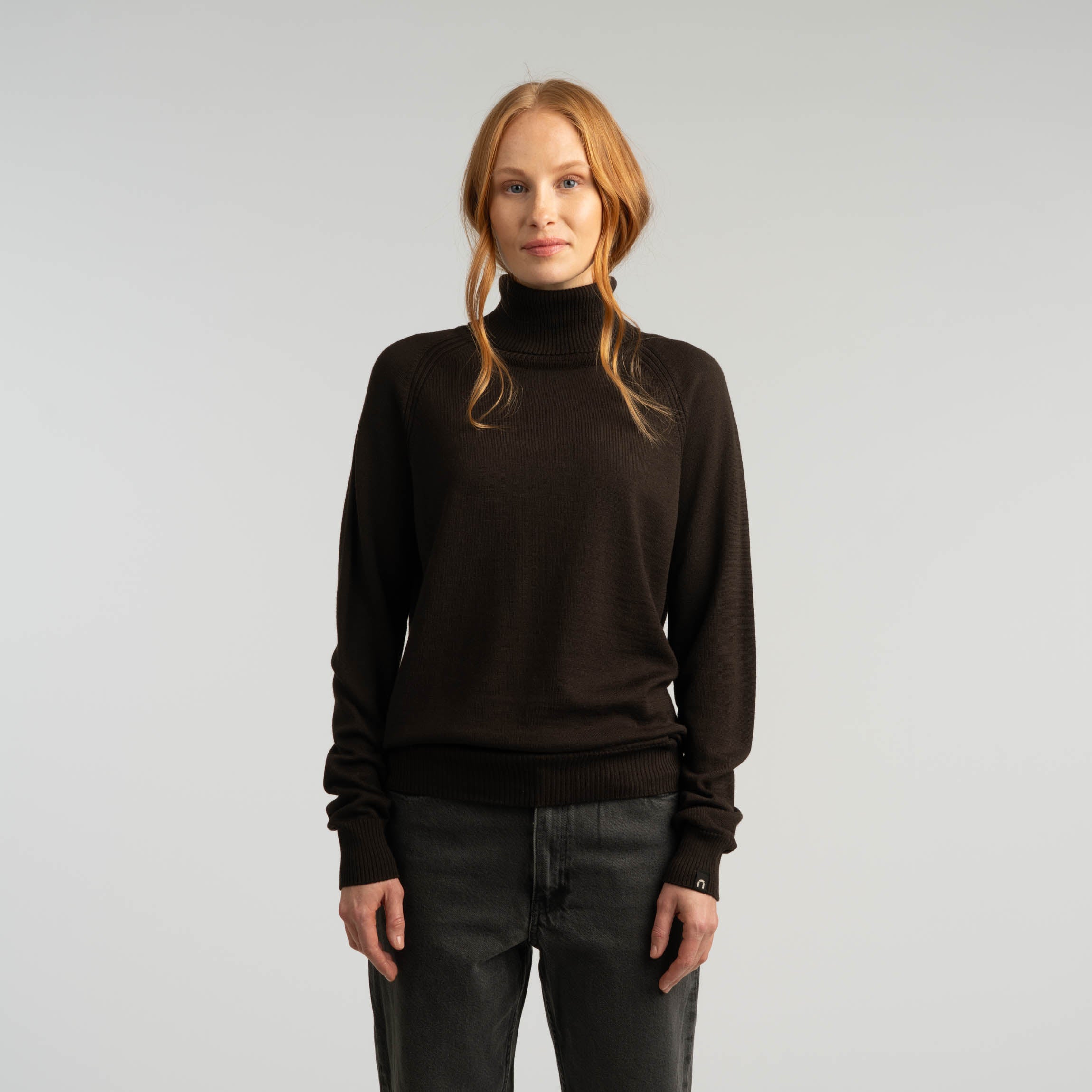 Halla pull en maille mérinos W - cacao foncé 