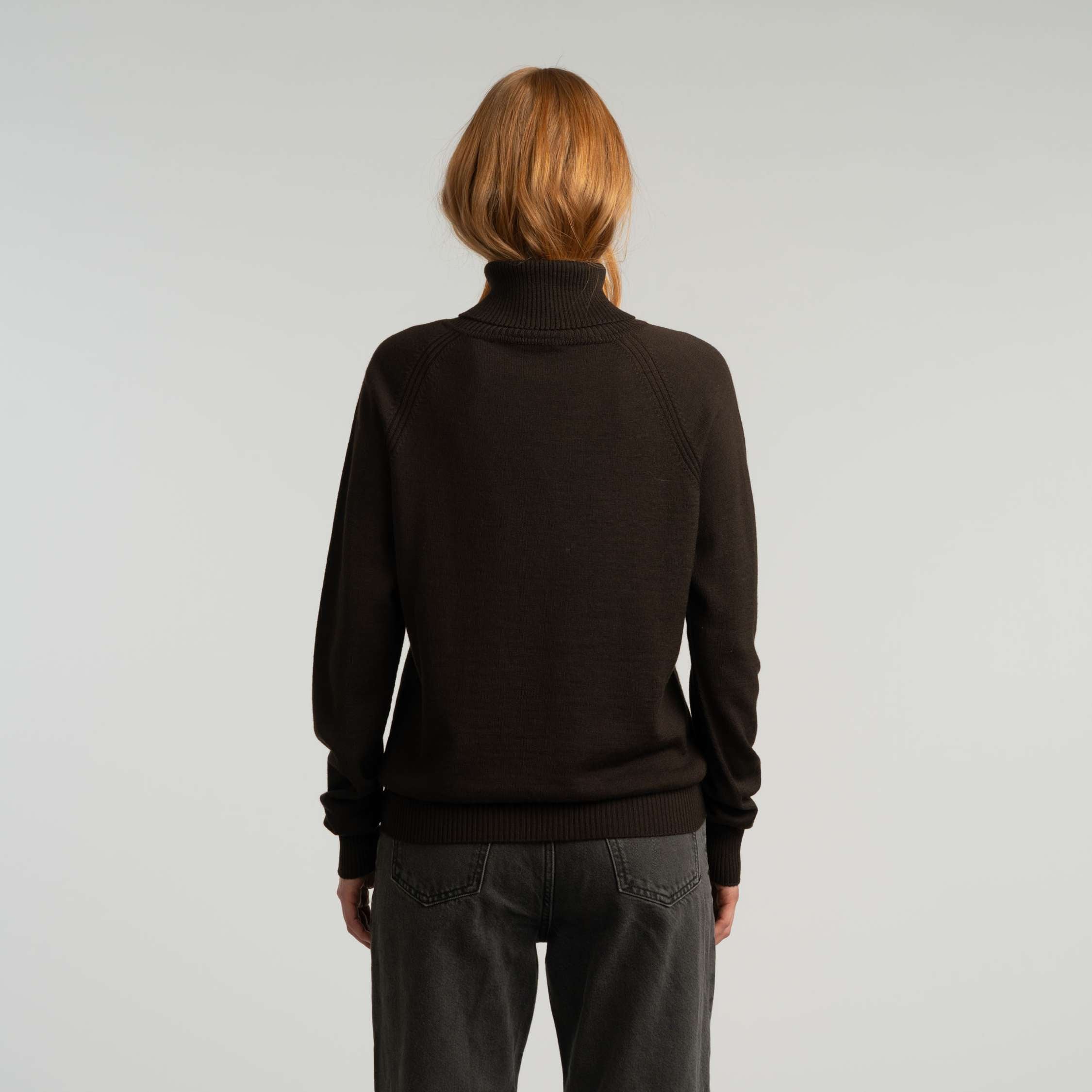 Halla pull en maille mérinos W - cacao foncé 