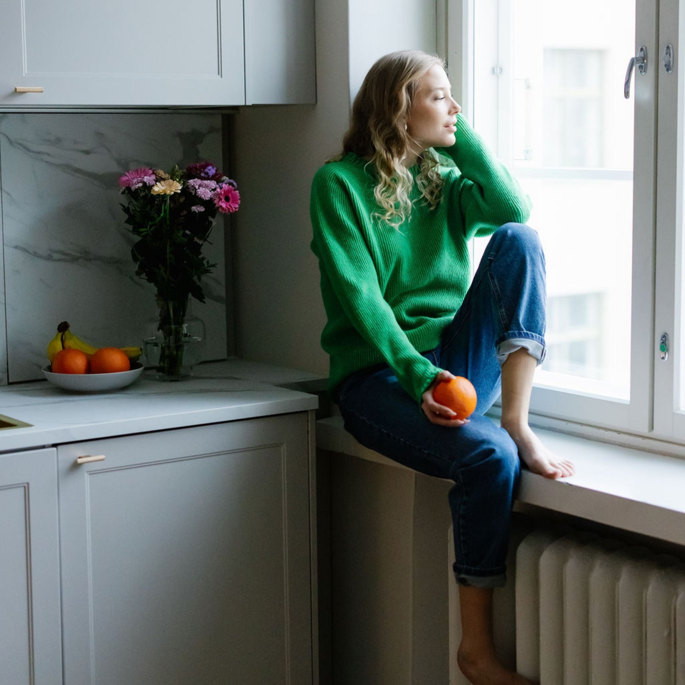 Kinos dames merinowollen trui - appelgroen 