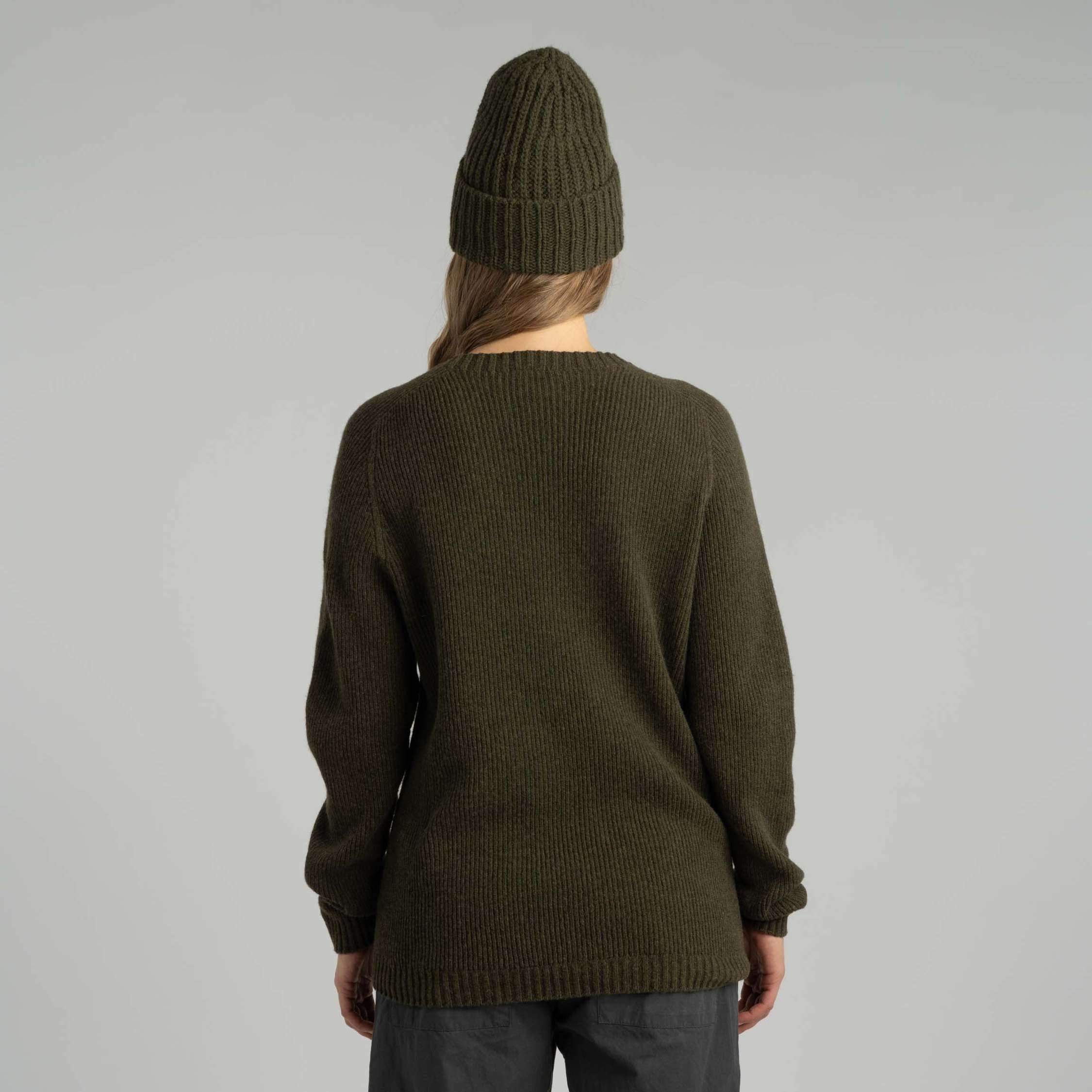 Kinos pull en laine mérinos W - olive foncé 