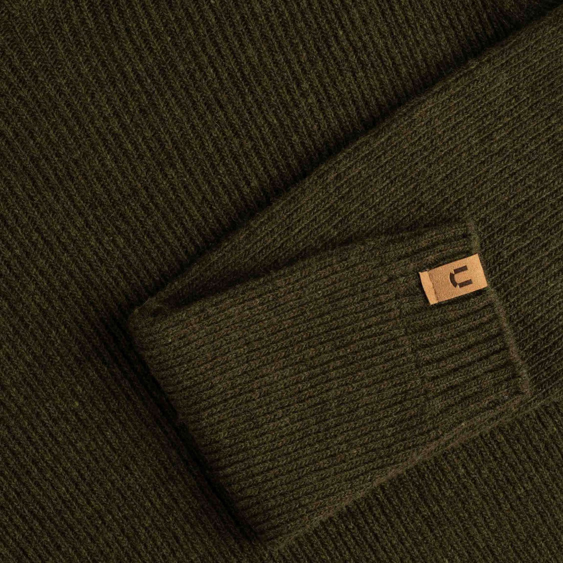 Kinos pull en laine mérinos W - olive foncé 