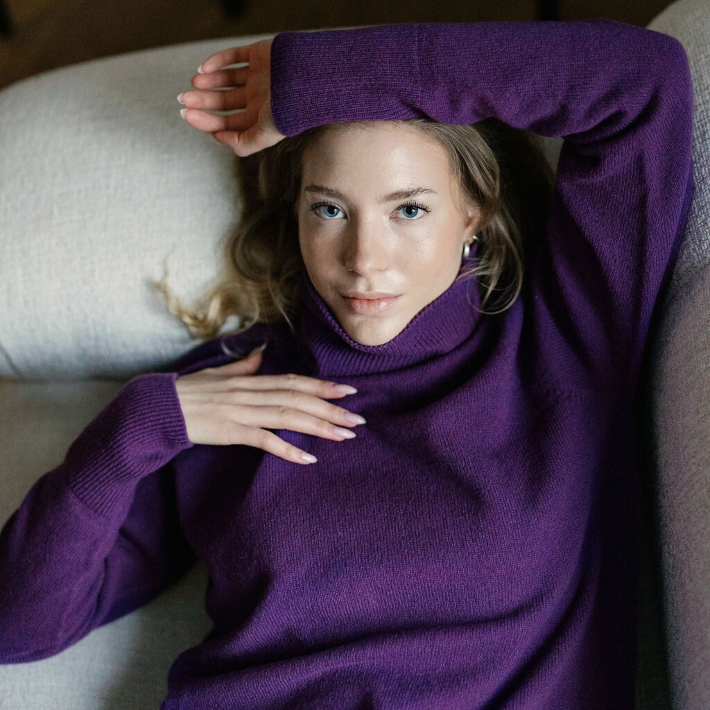 Tunturi naisten merinoneulepusero - pehmeä violetti