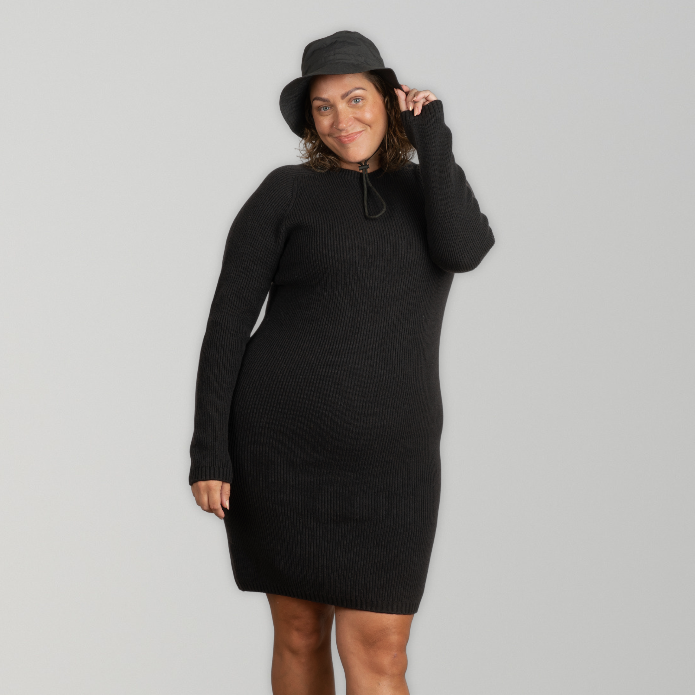 Abito in merino da donna Kanerva - nero carbone 